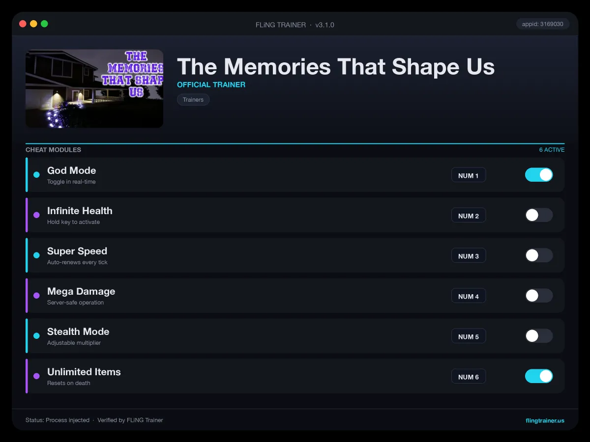 The Memories That Shape Us Trainer interface
