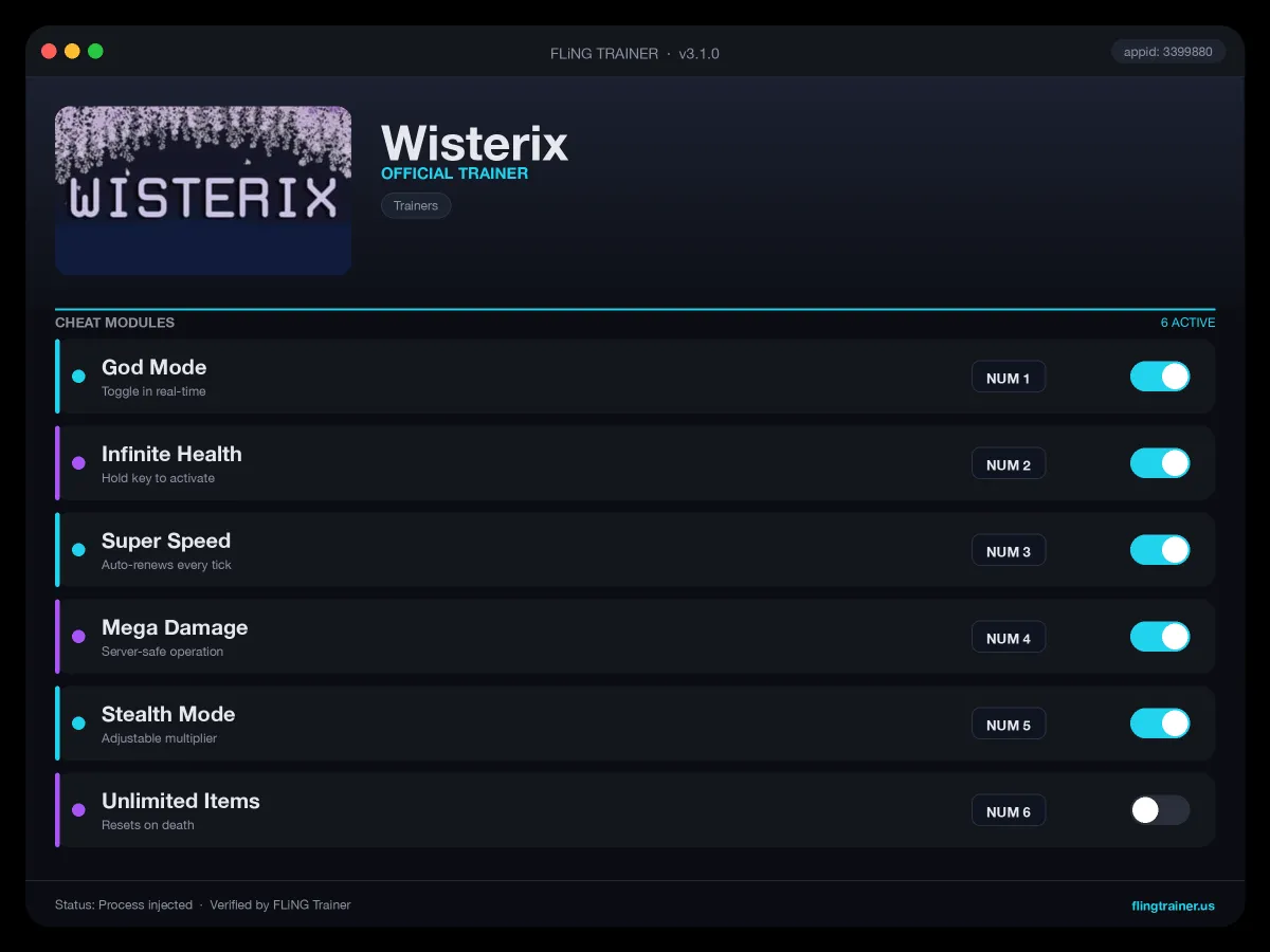 Wisterix Trainer interface