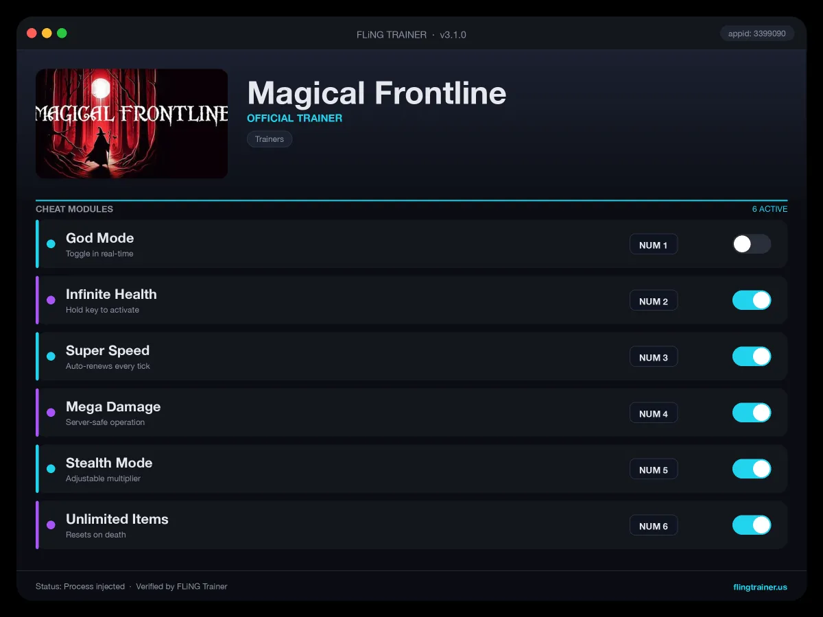 Magical Frontline Trainer interface