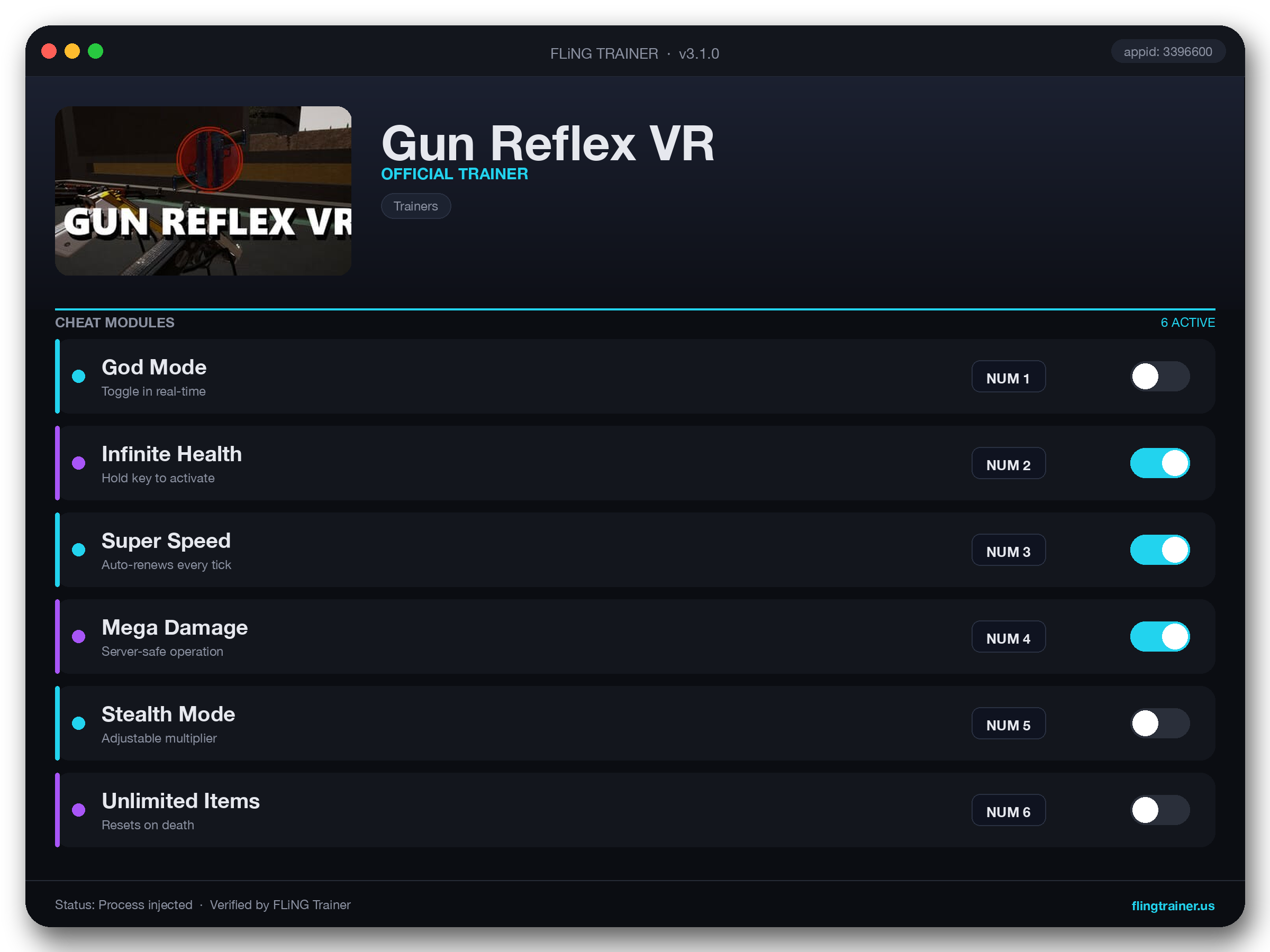 Gun Reflex VR Trainer interface