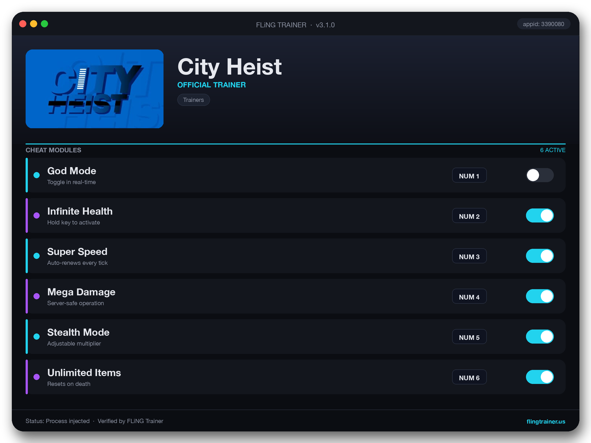 City Heist Trainer interface