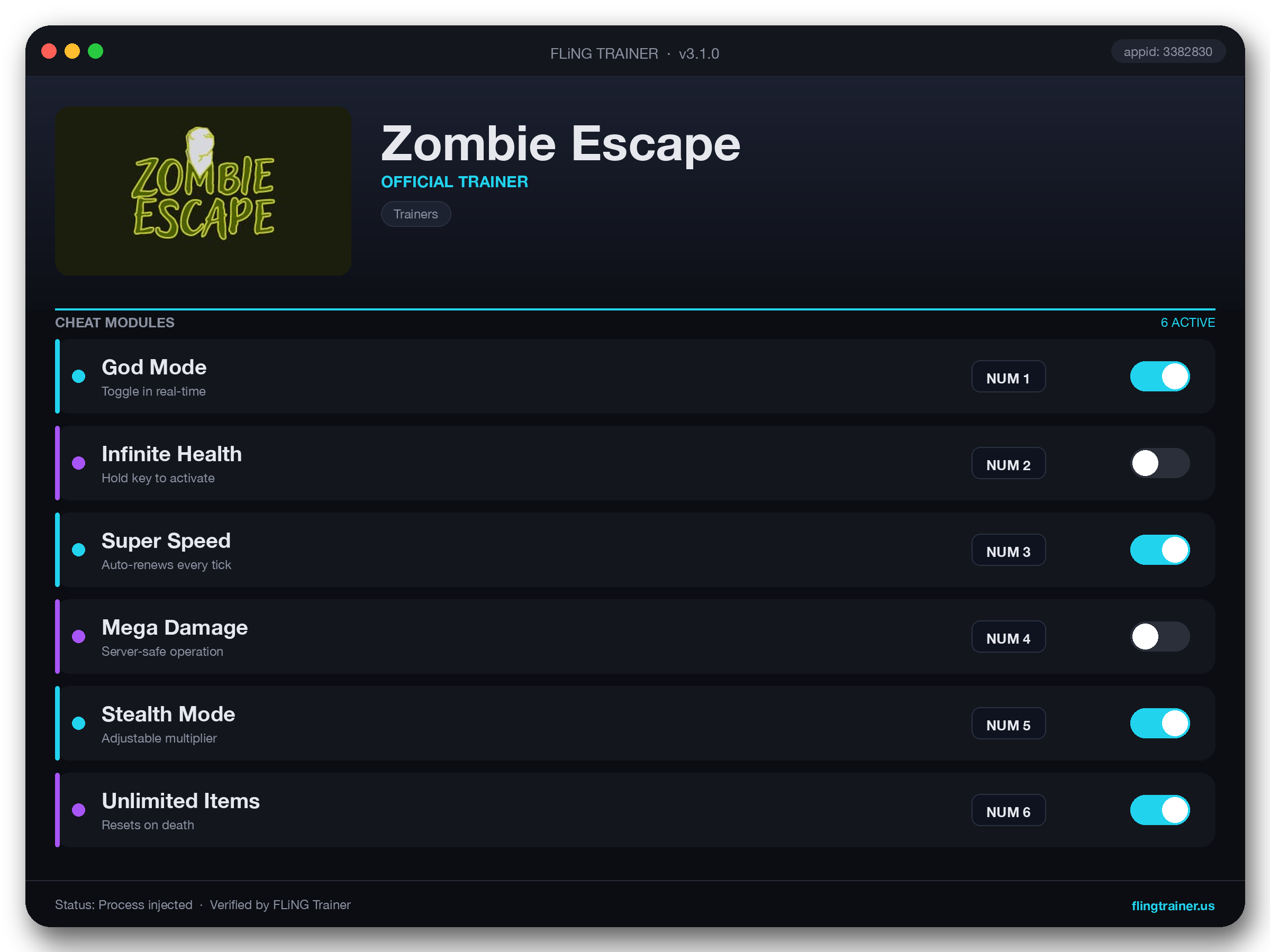 Zombie Escape Trainer interface