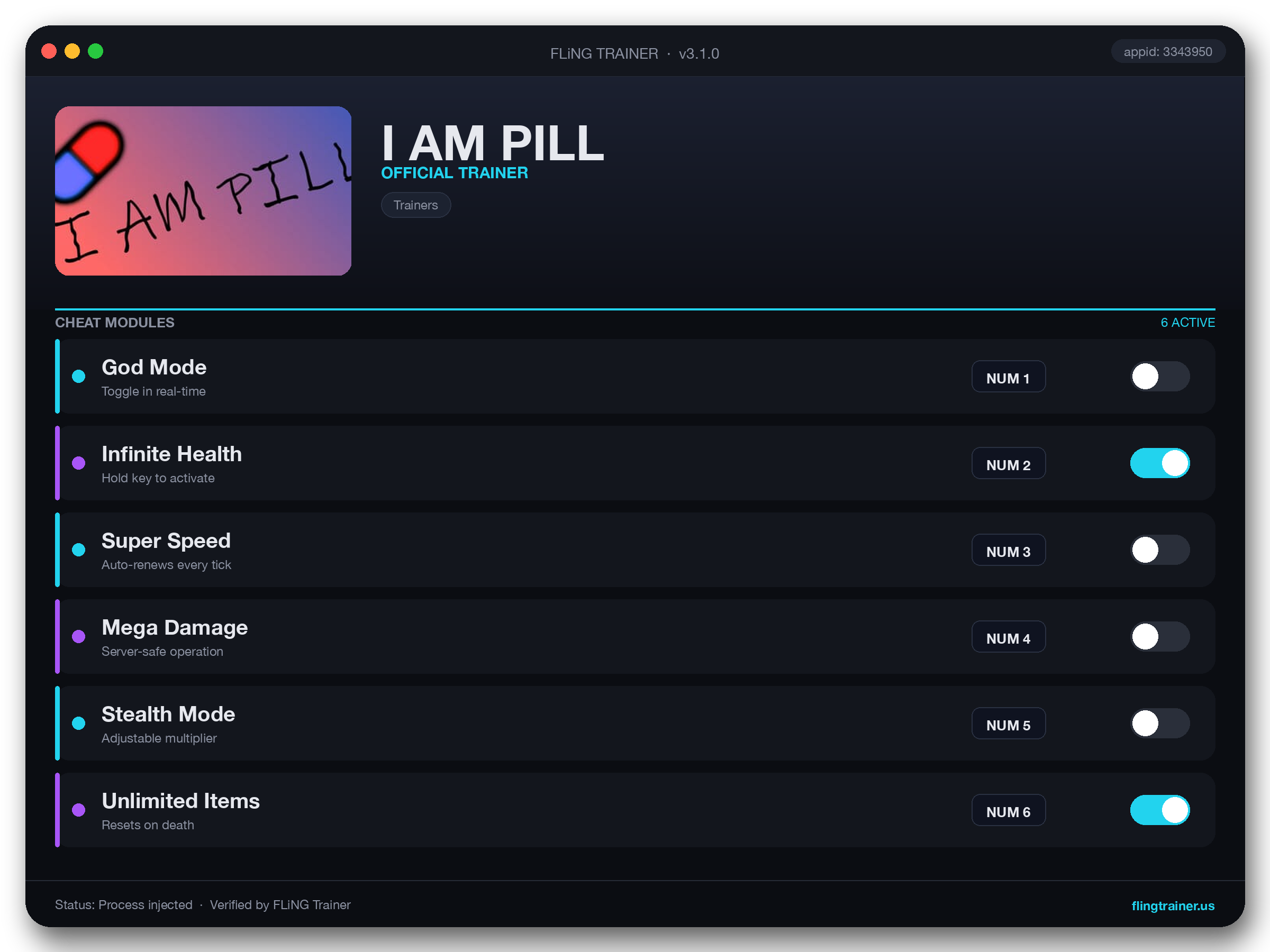 I AM PILL Trainer interface