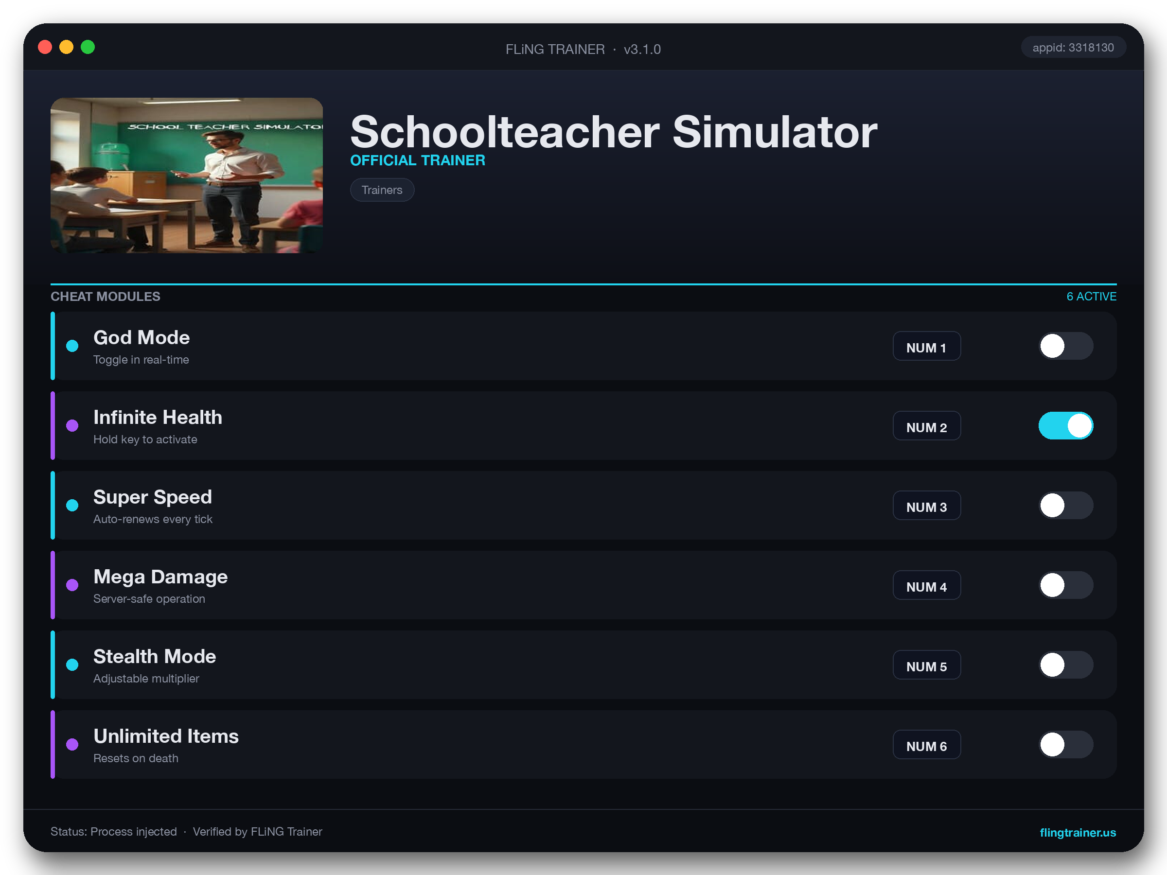 Schoolteacher Simulator Trainer interface