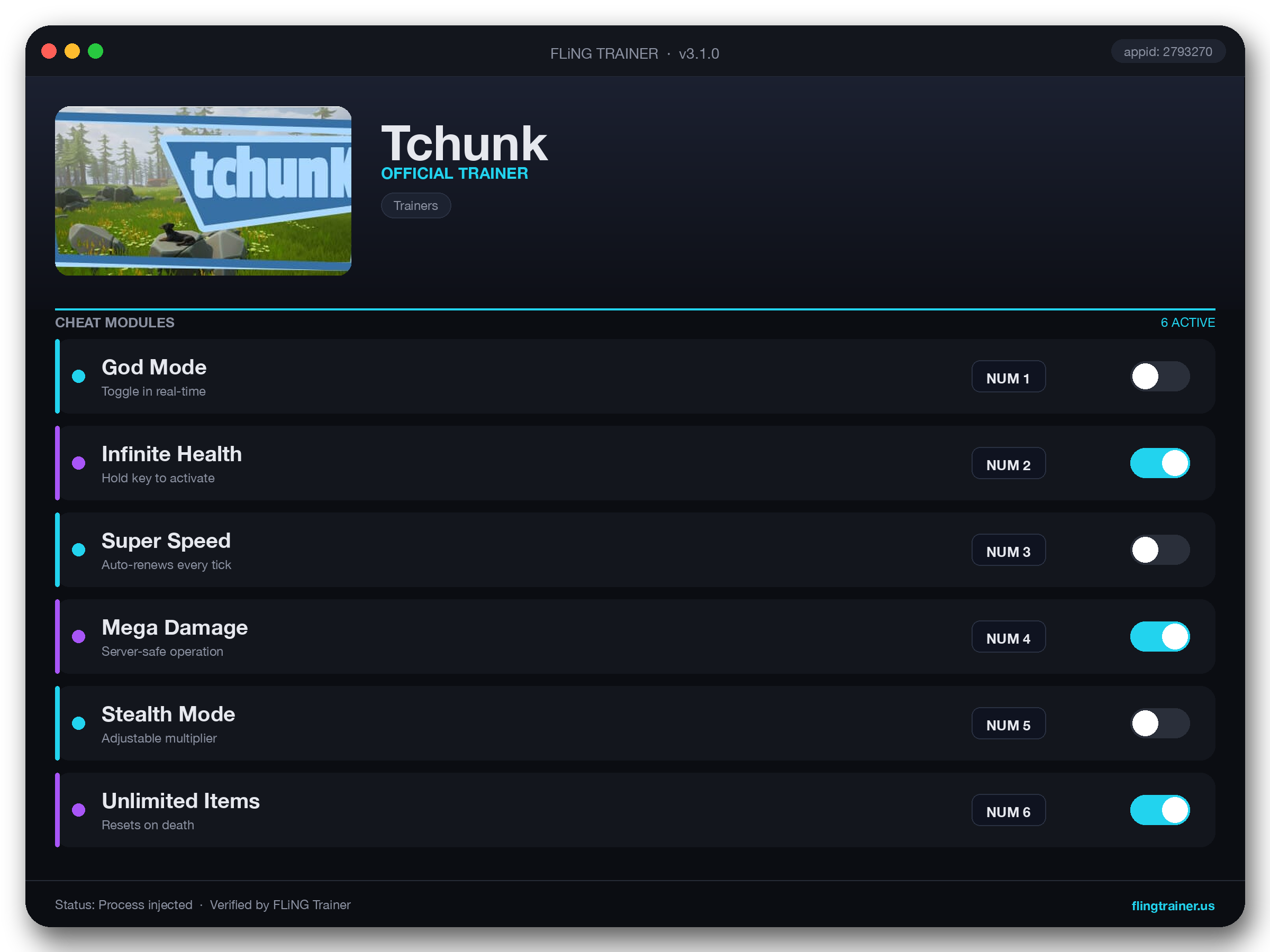 Tchunk Trainer interface