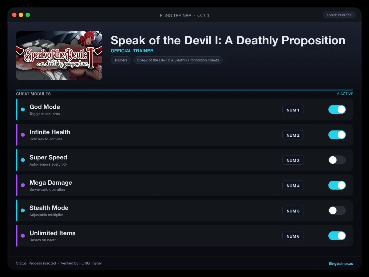 Speak of the Devil I: A Deathly Proposition Trainer interface