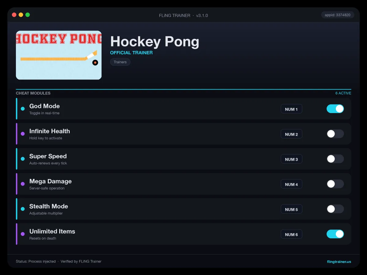 Hockey Pong Trainer interface