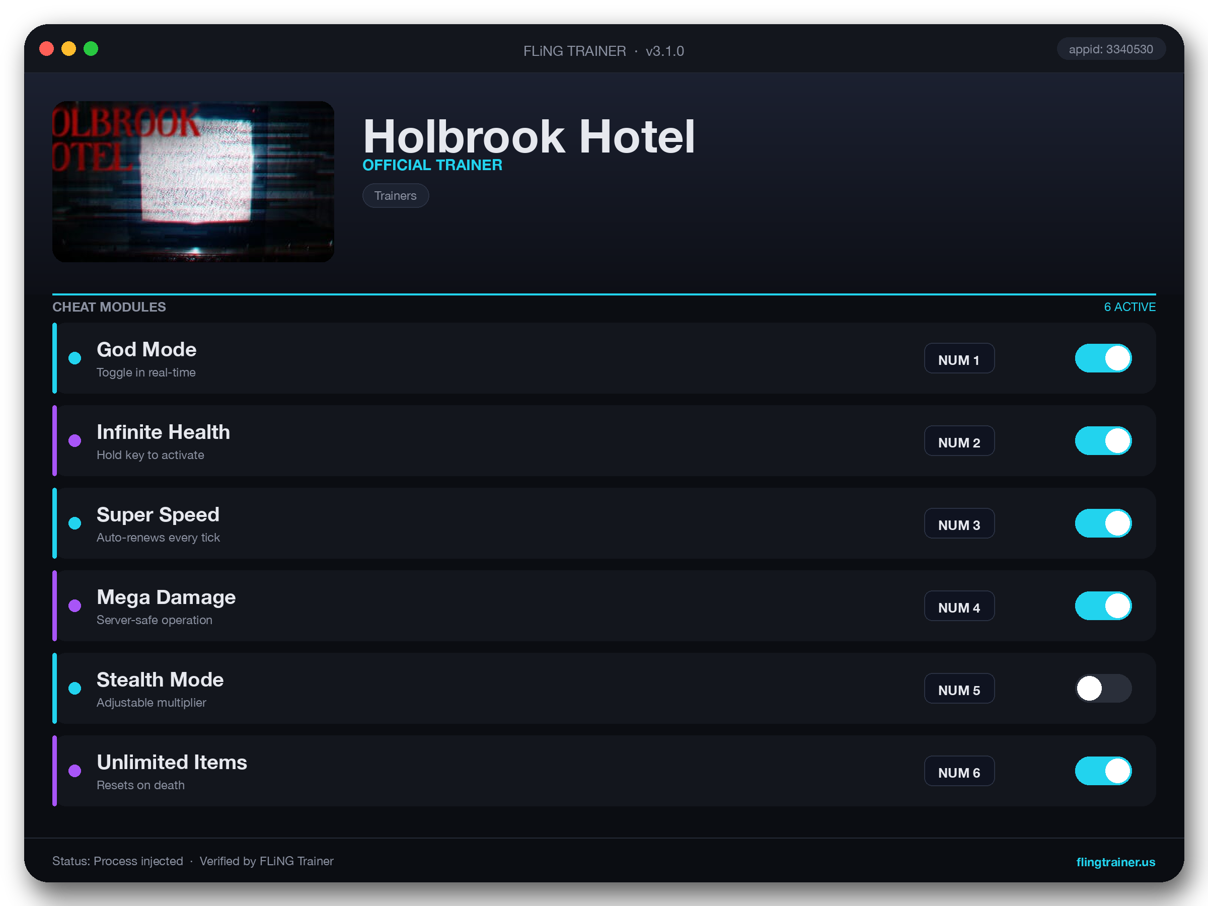 Holbrook Hotel Trainer interface