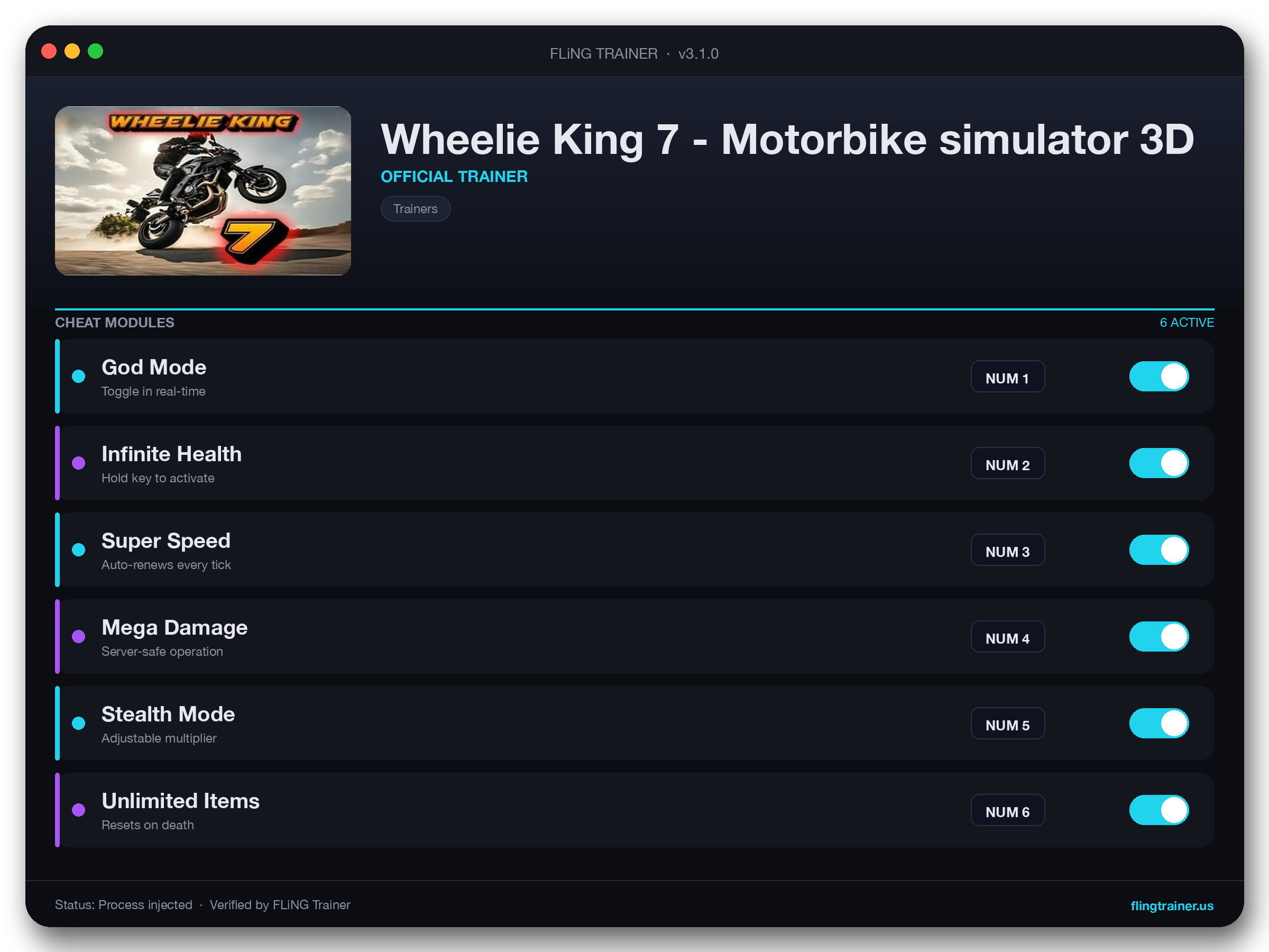 Wheelie King 7 - Motorbike simulator 3D Trainer interface