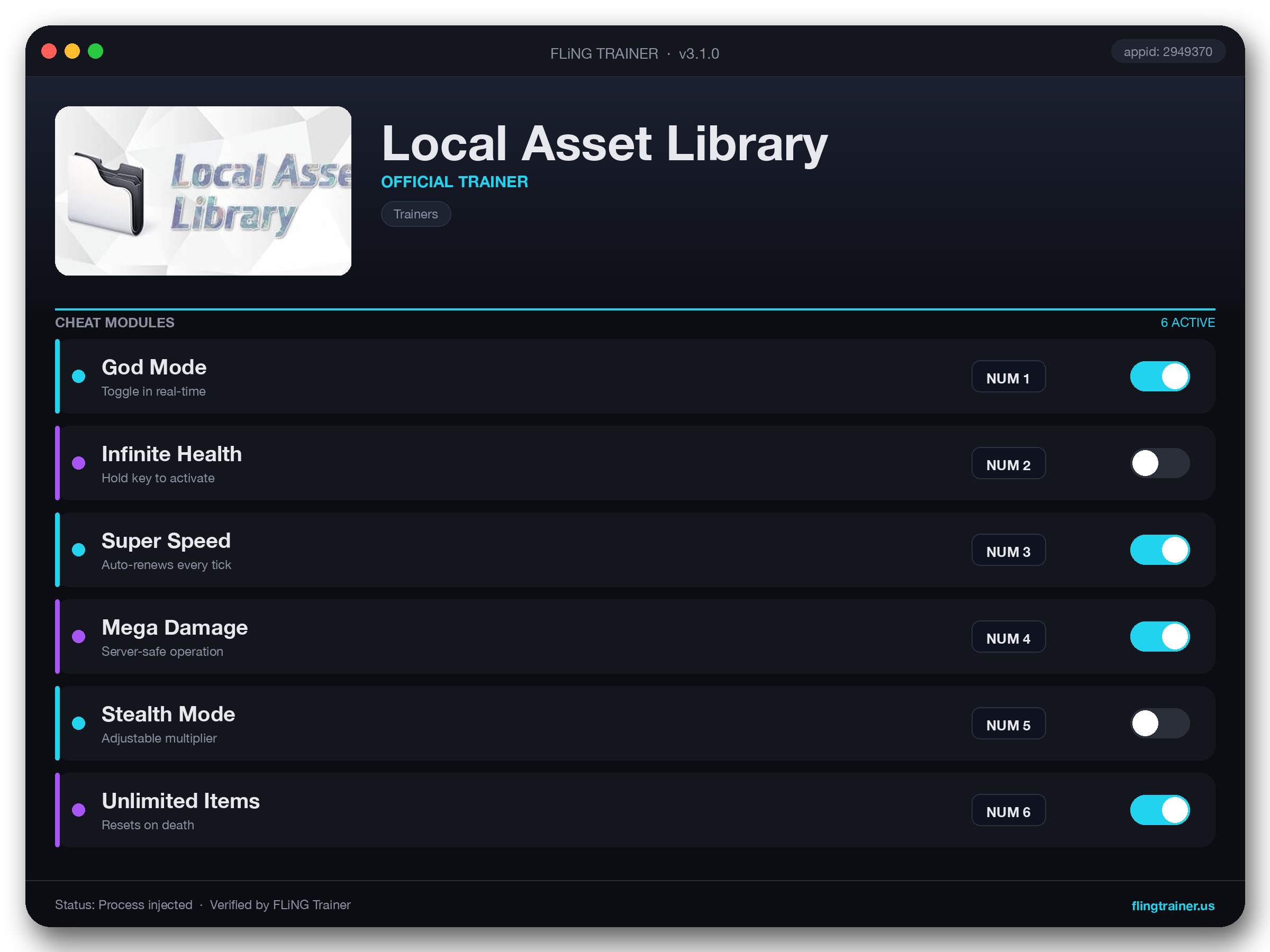 Local Asset Library Trainer interface
