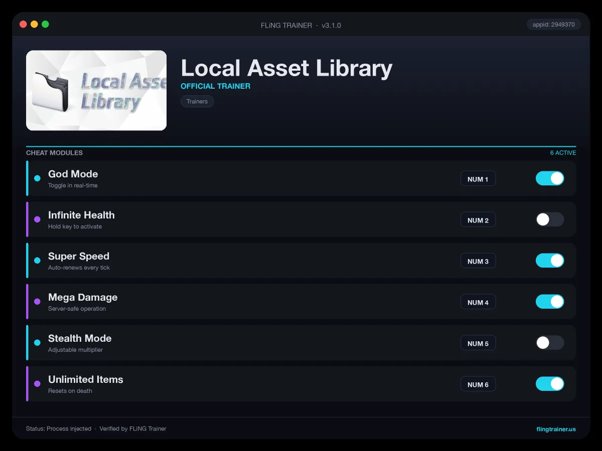 Local Asset Library Trainer interface