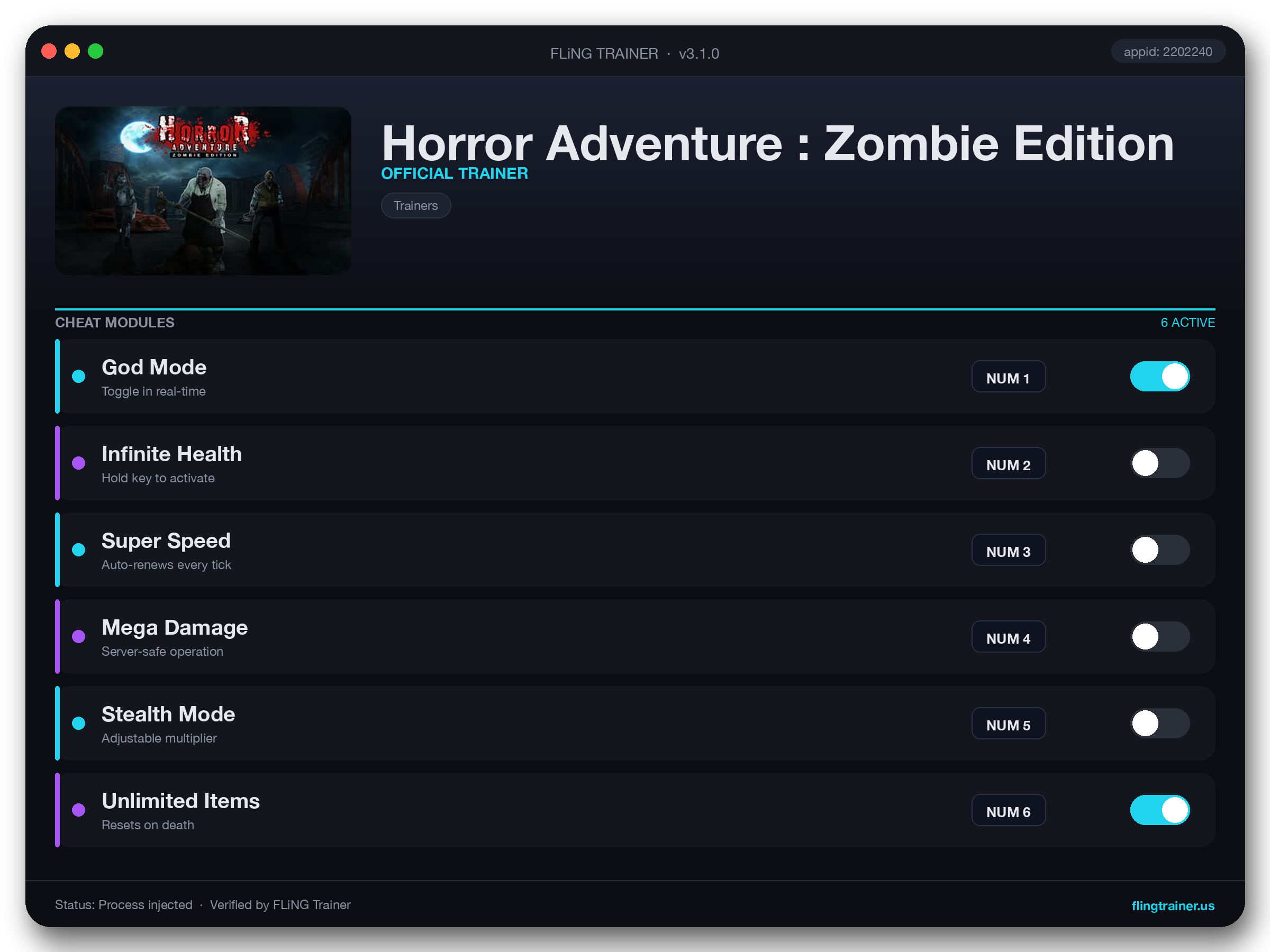 Horror Adventure : Zombie Edition Trainer interface