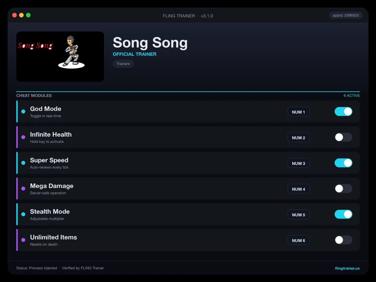Song Song Trainer interface