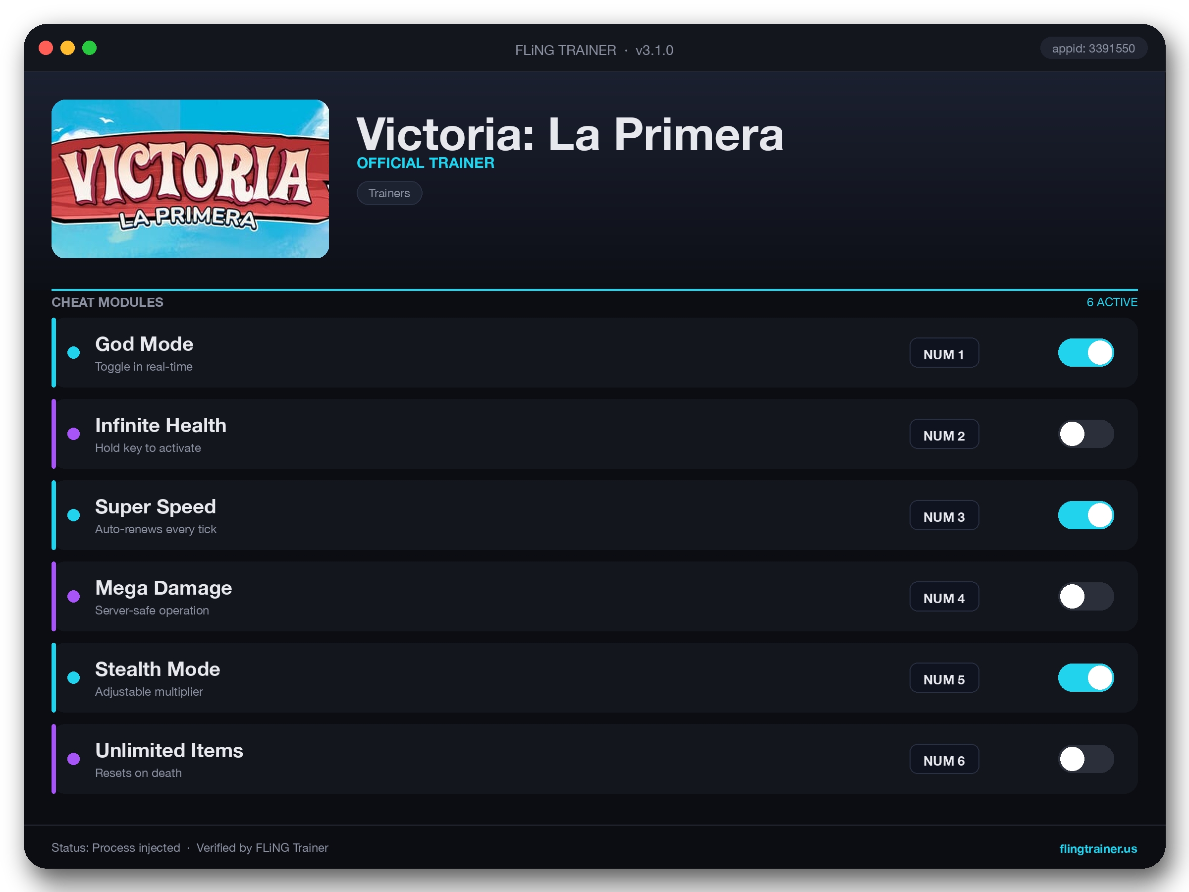 Victoria: La Primera Trainer interface