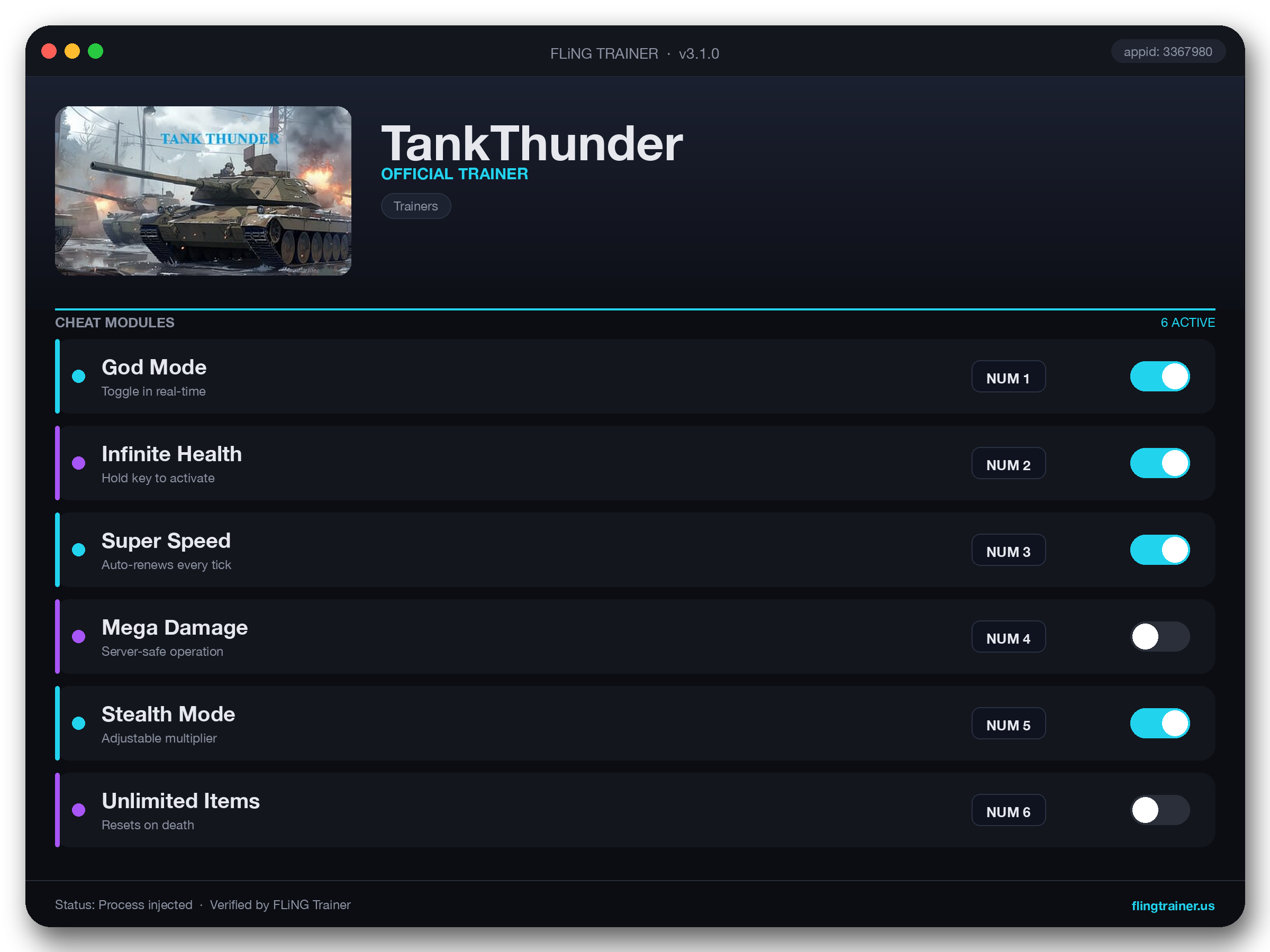 ‌TankThunder‌ Trainer interface