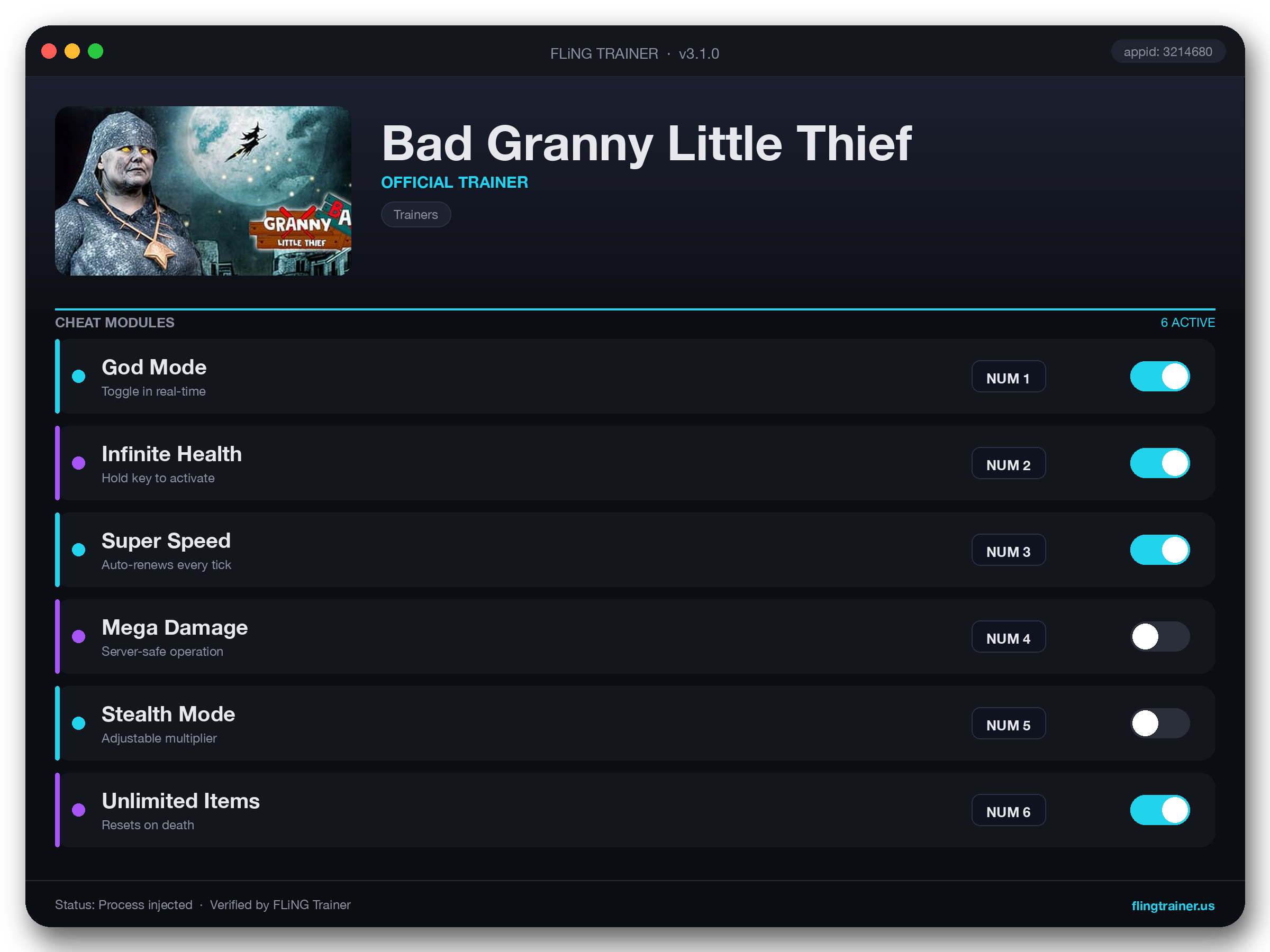 Bad Granny Little Thief Trainer interface