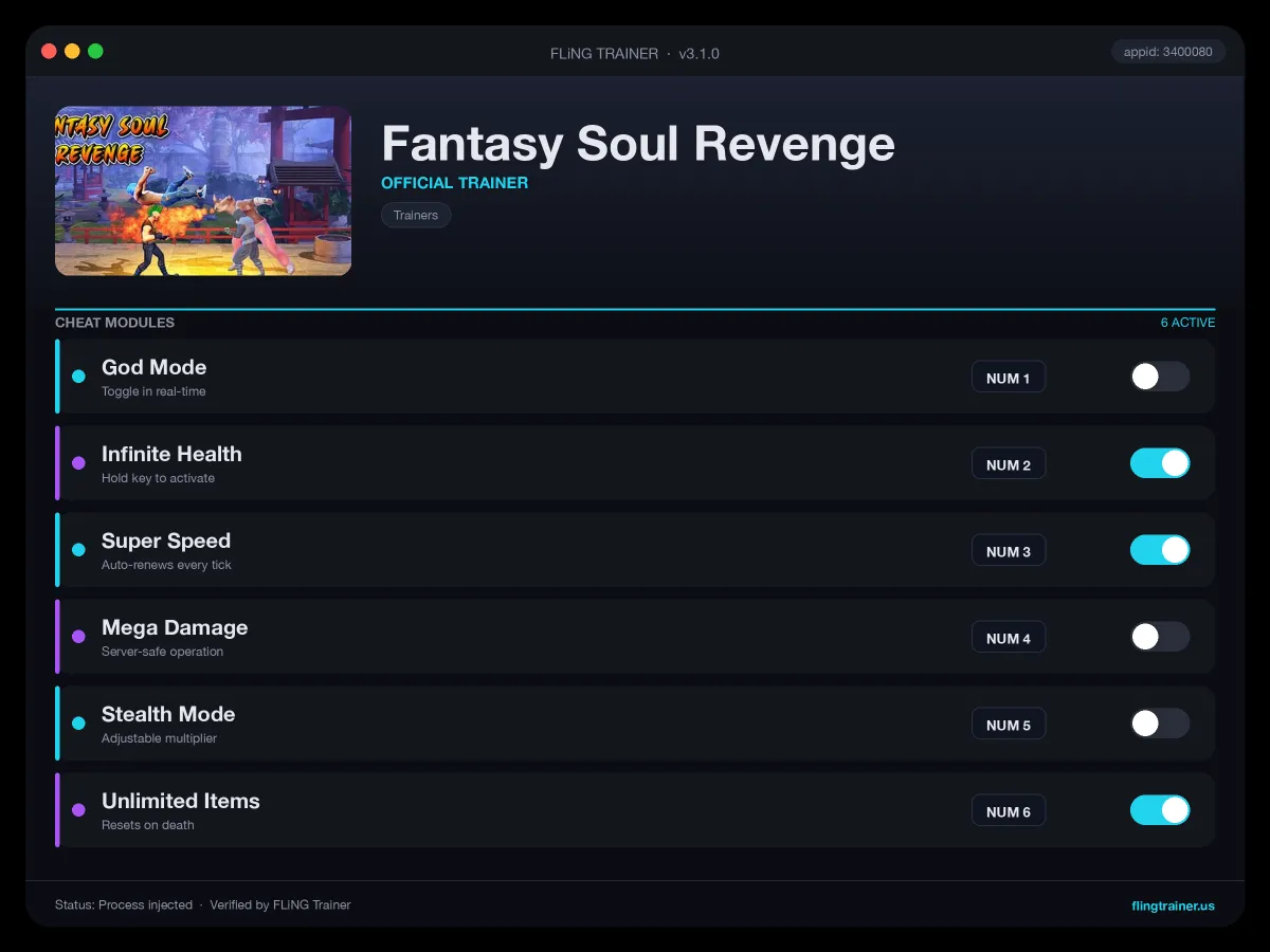 Fantasy Soul Revenge Trainer interface