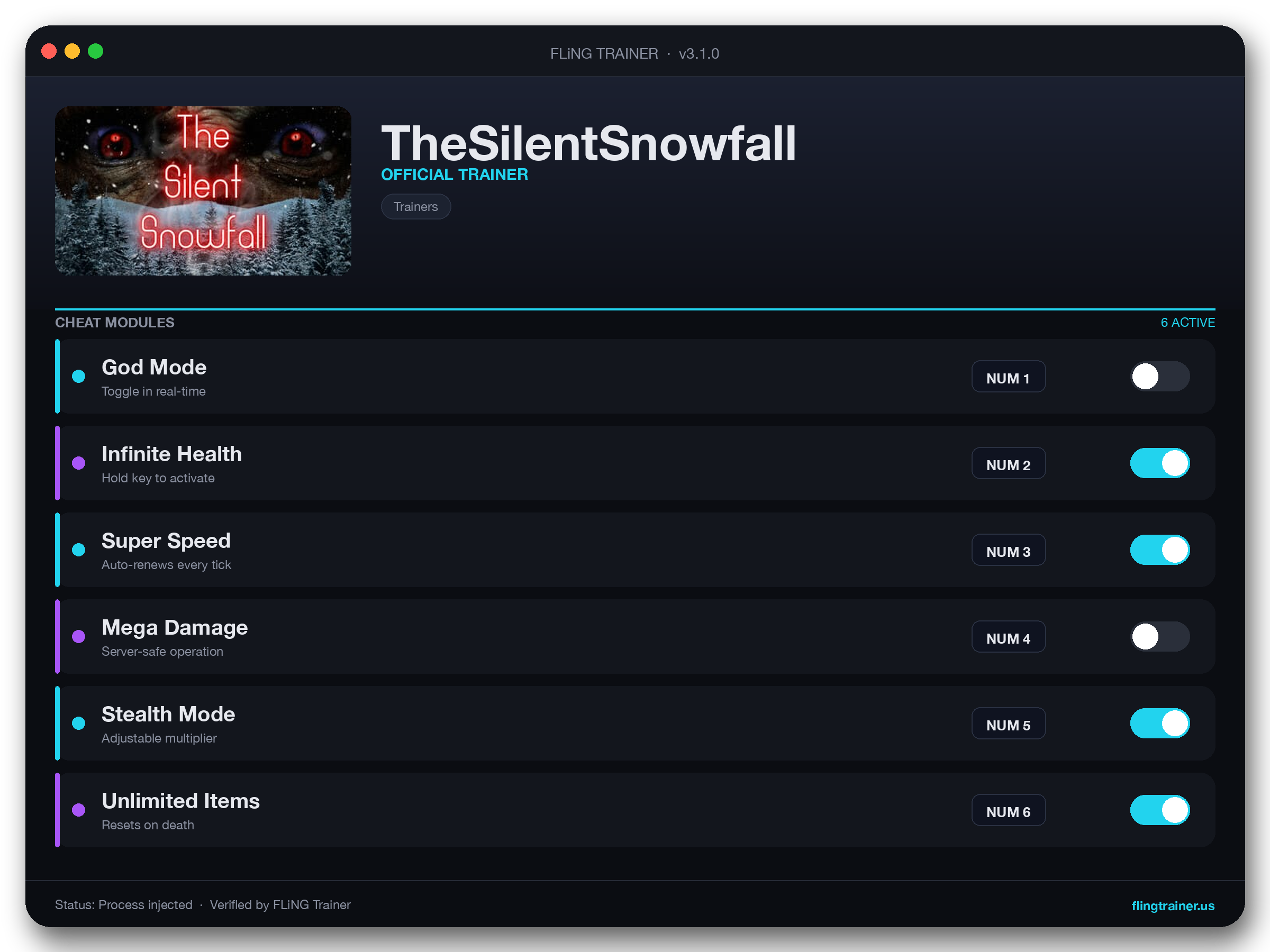TheSilentSnowfall Trainer interface