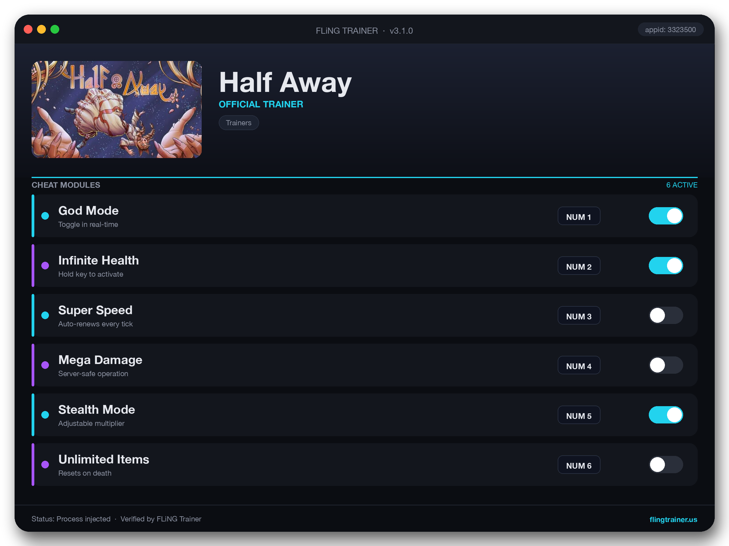 Half Away Trainer interface