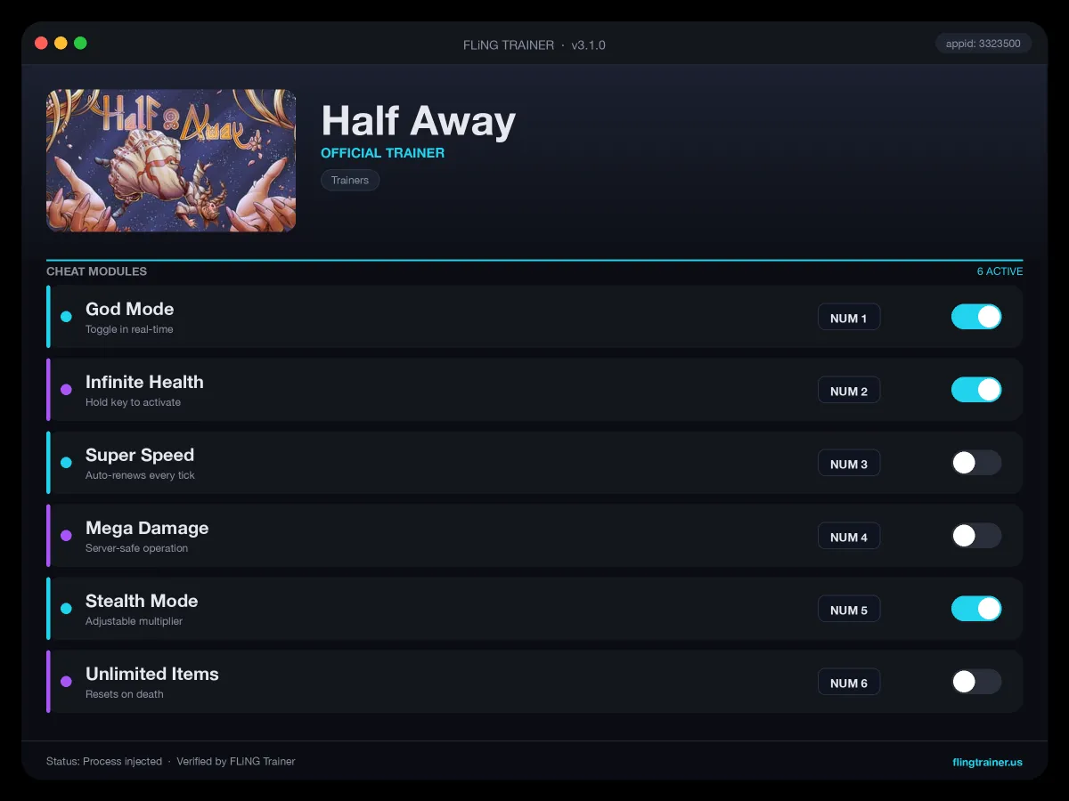 Half Away Trainer interface