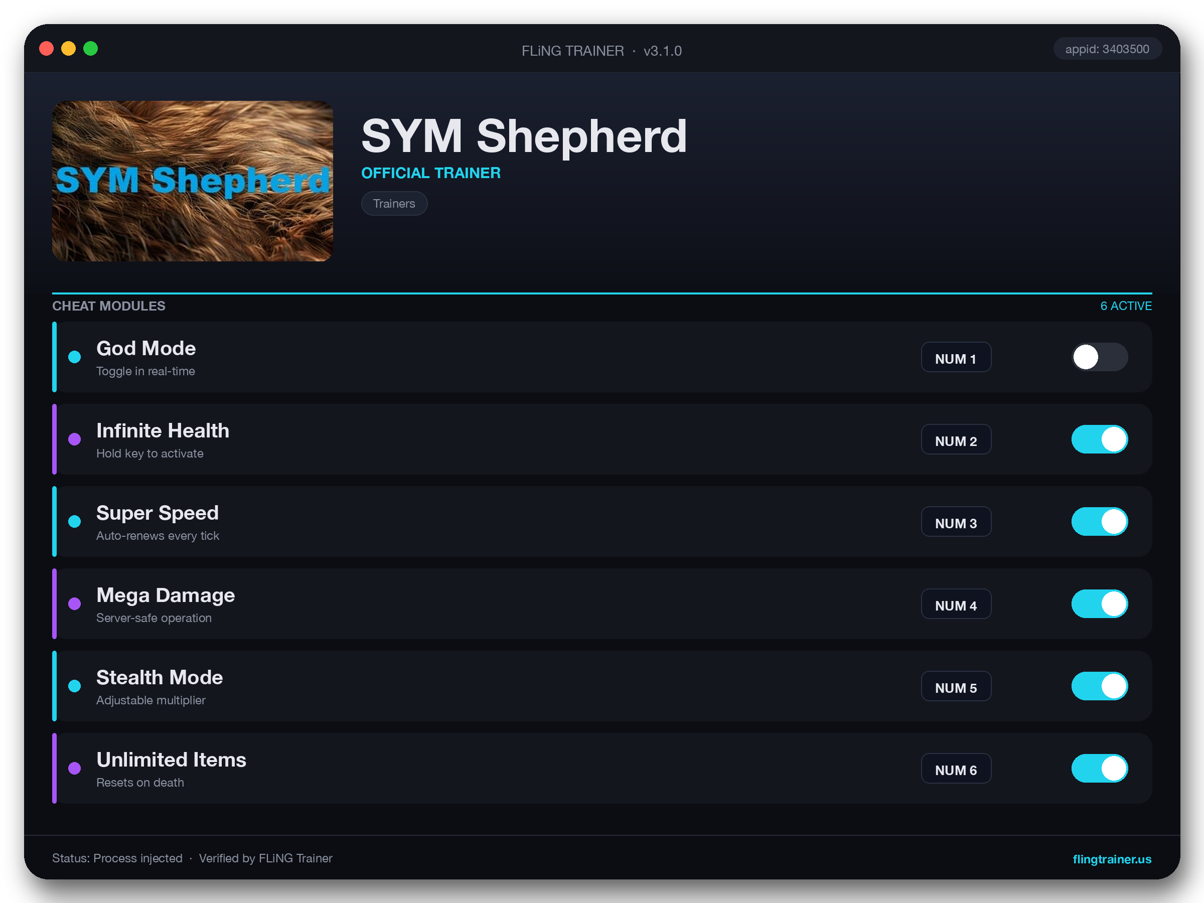 SYM Shepherd Trainer interface