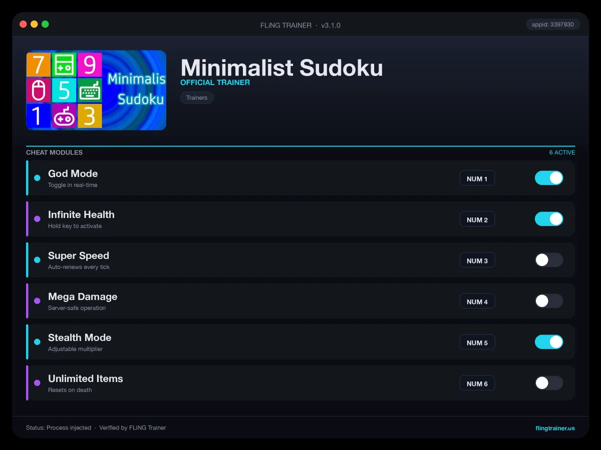 Minimalist Sudoku Trainer interface