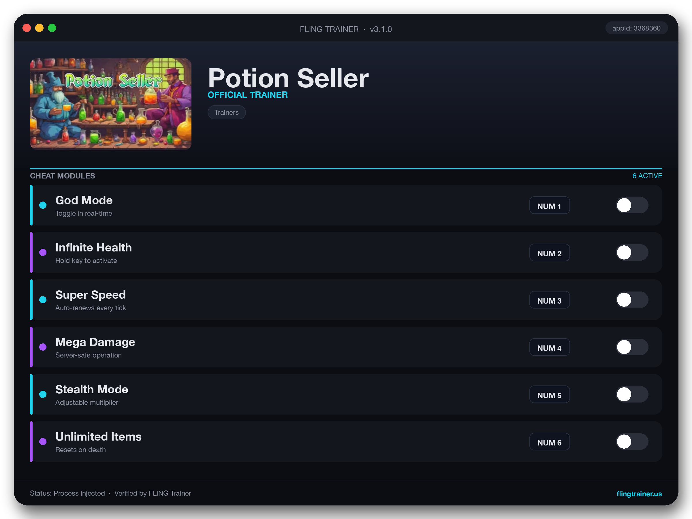 Potion Seller Trainer interface