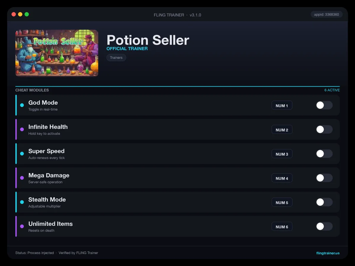 Potion Seller Trainer interface