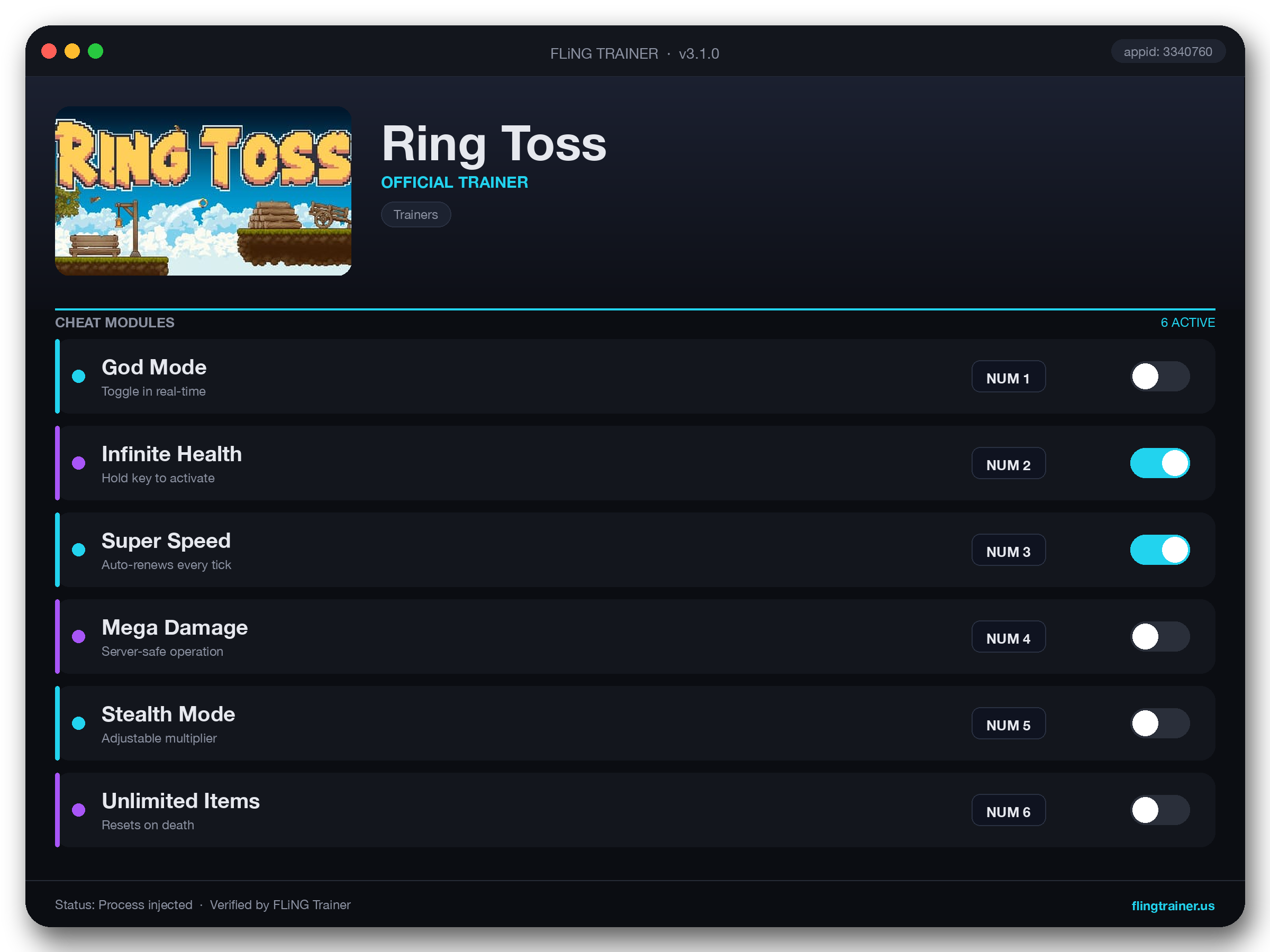 Ring Toss Trainer interface