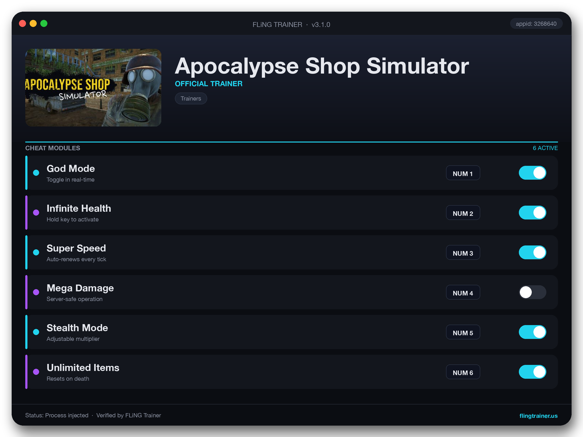 Apocalypse Shop Simulator Trainer interface