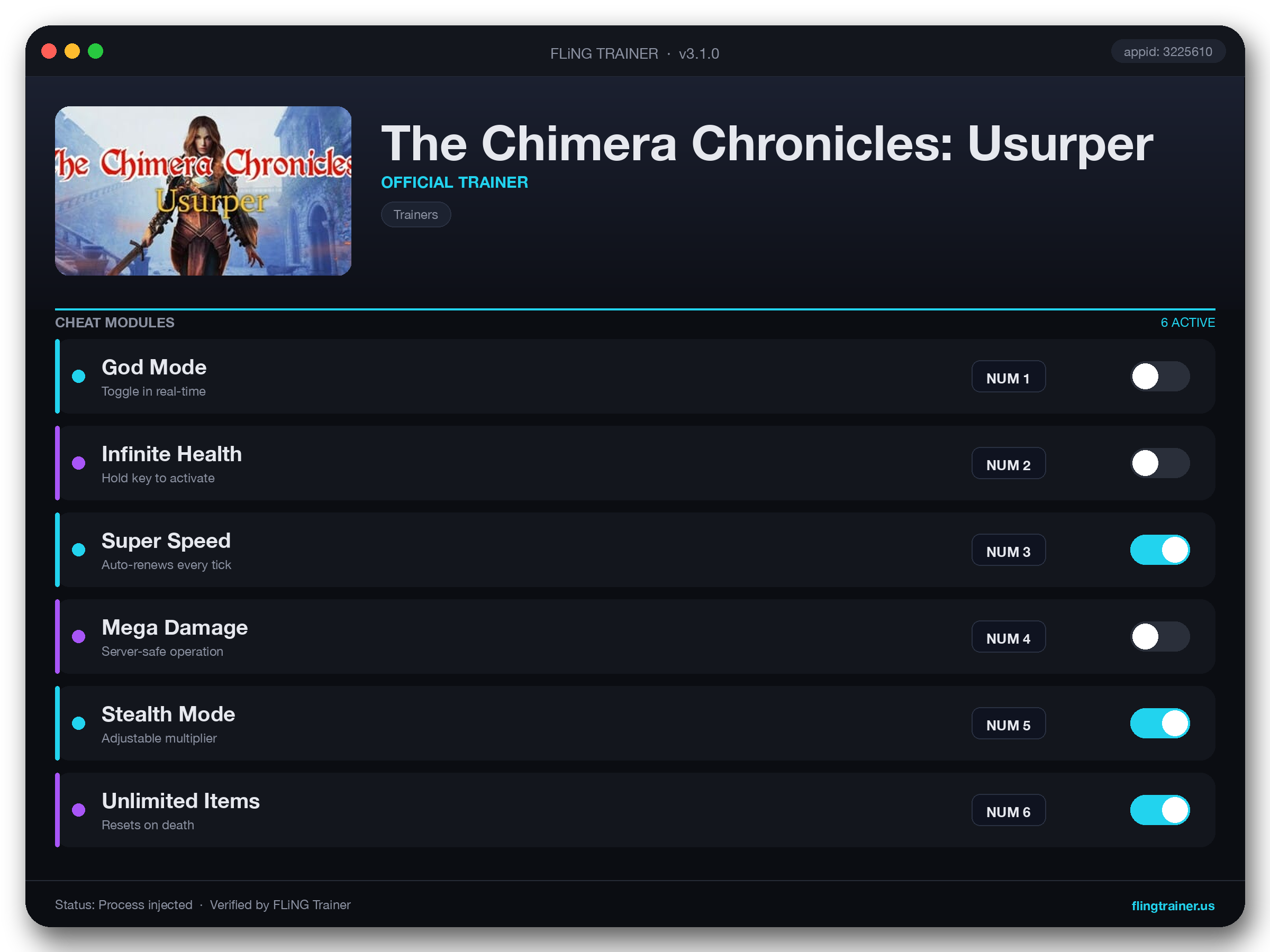 The Chimera Chronicles: Usurper Trainer interface