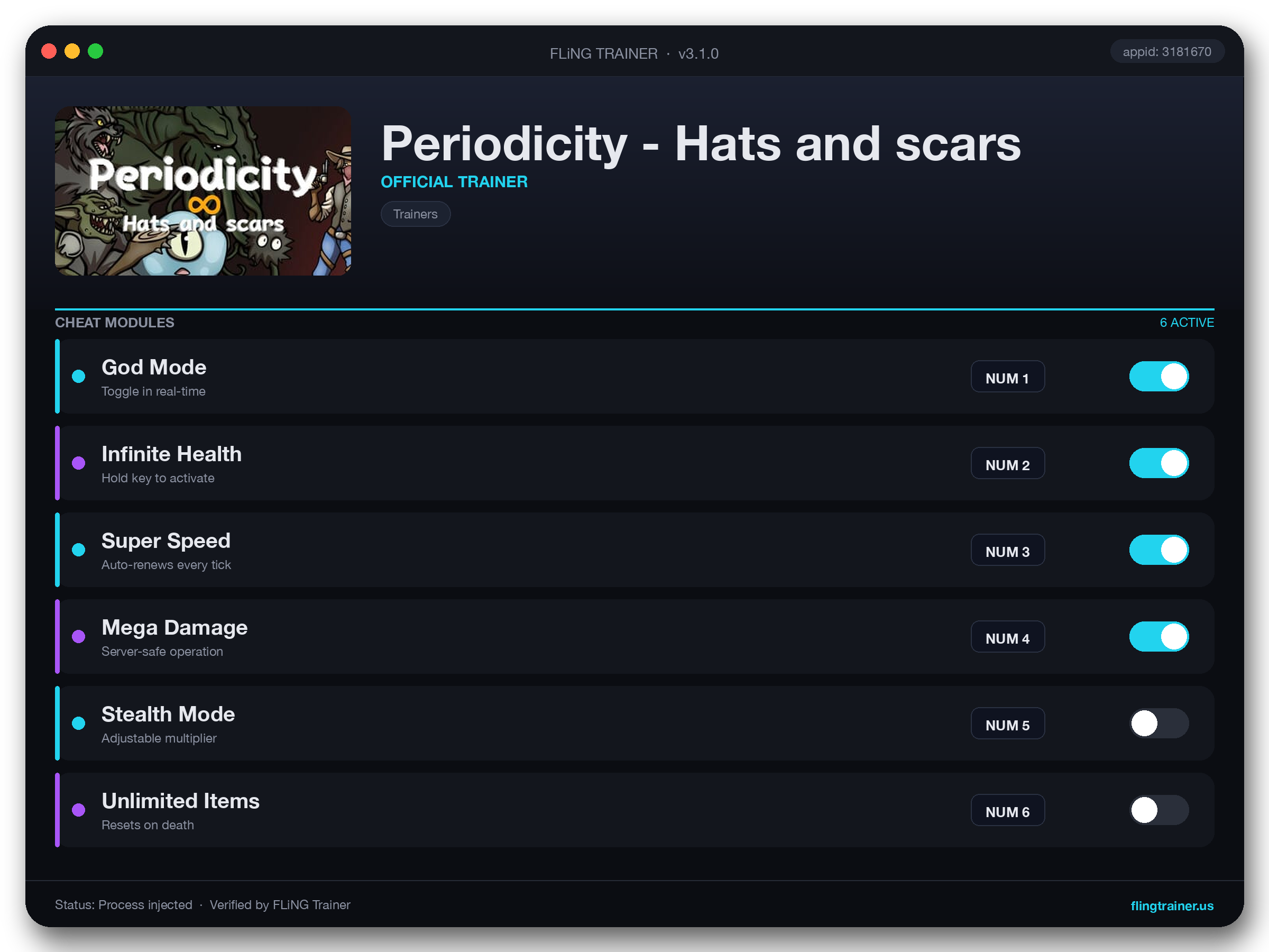 Periodicity - Hats and scars Trainer interface