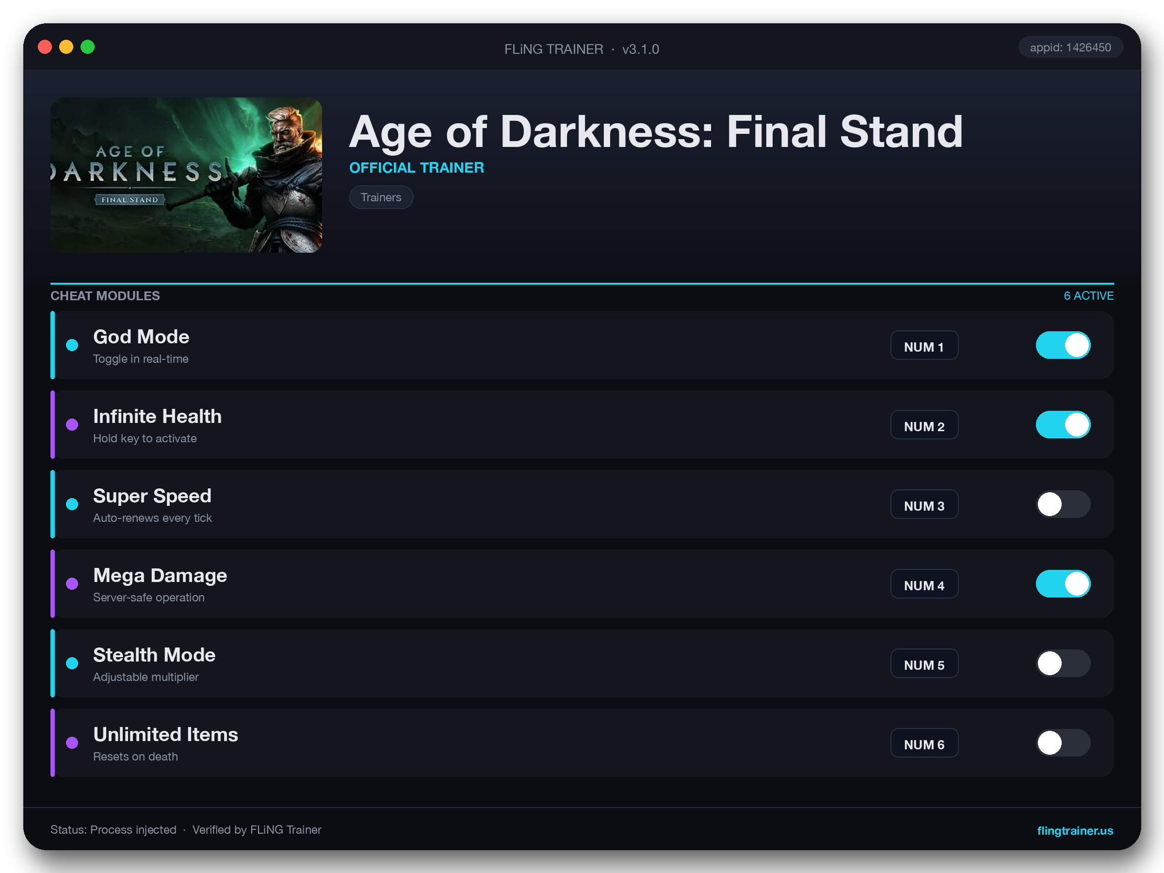 Age of Darkness: Final Stand Trainer interface