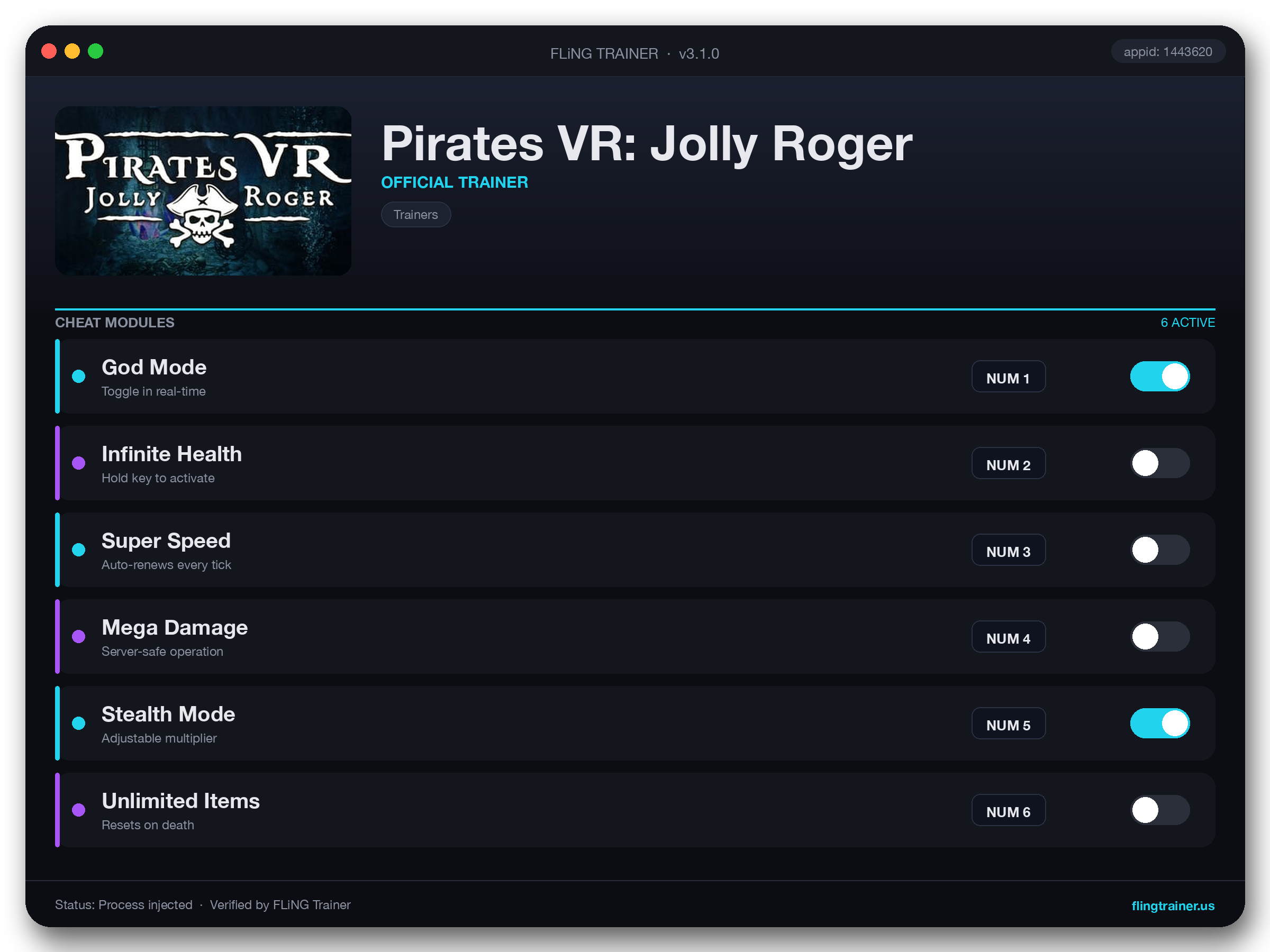 Pirates VR: Jolly Roger Trainer interface