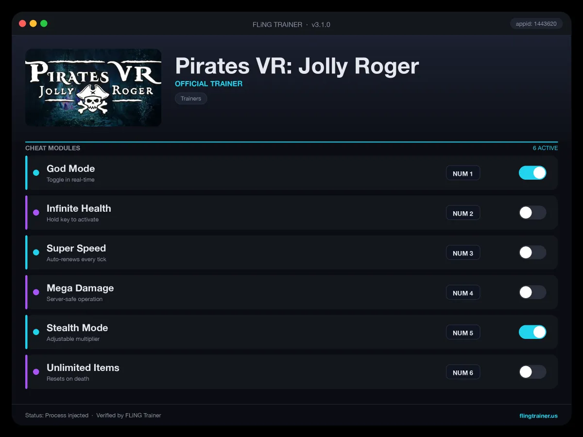 Pirates VR: Jolly Roger Trainer interface