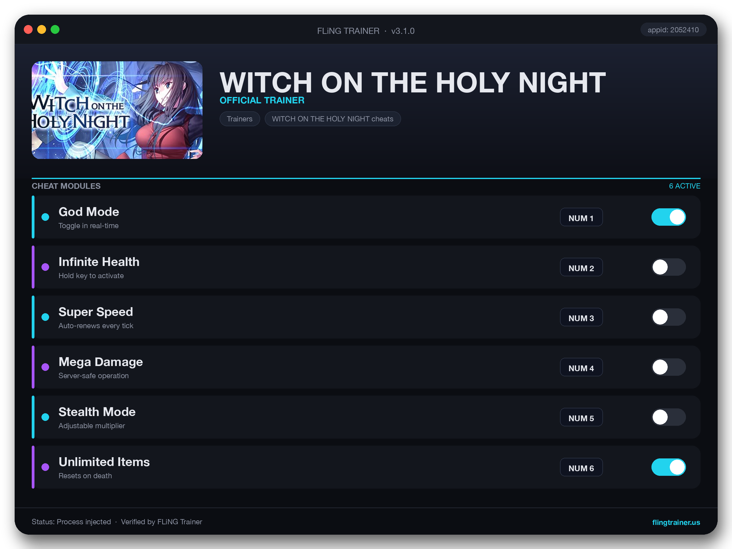 WITCH ON THE HOLY NIGHT Trainer interface
