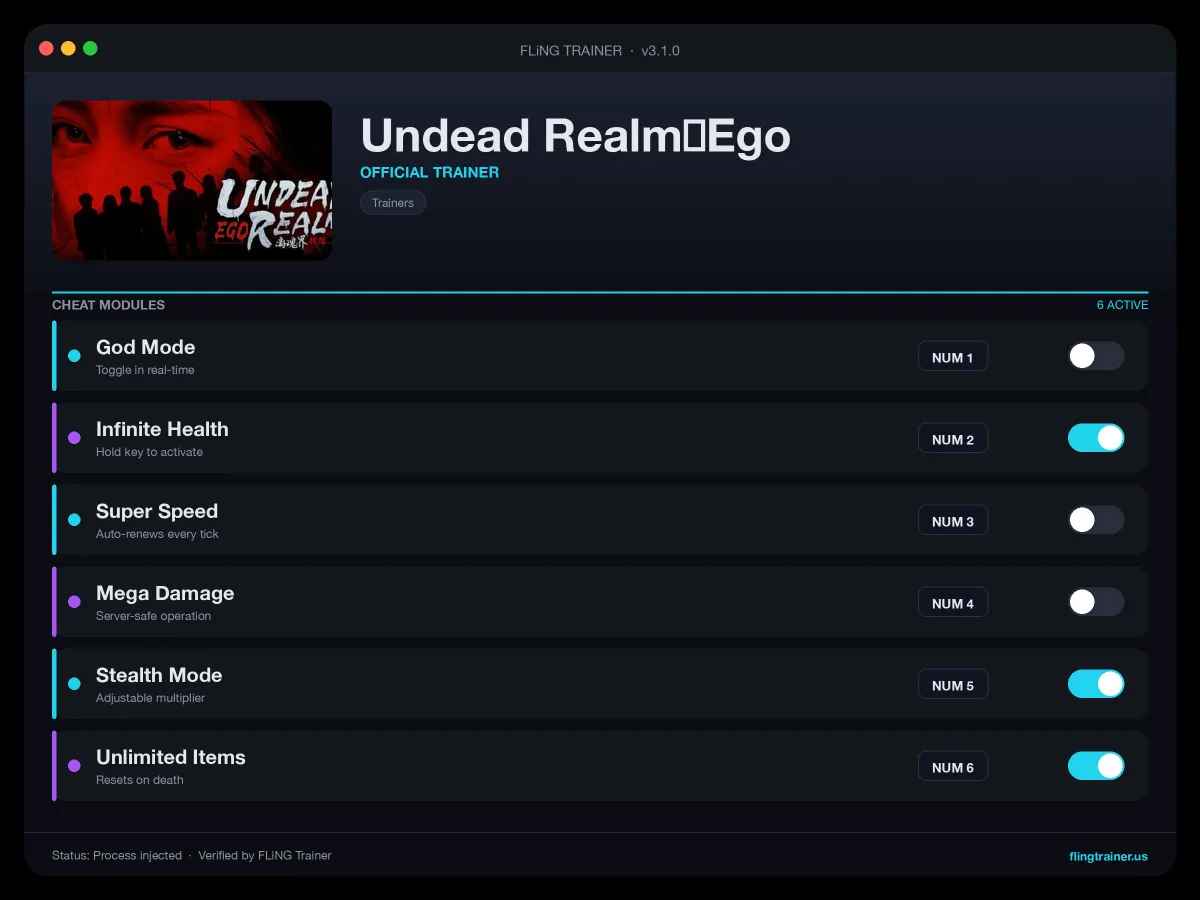 Undead Realm:Ego Trainer interface
