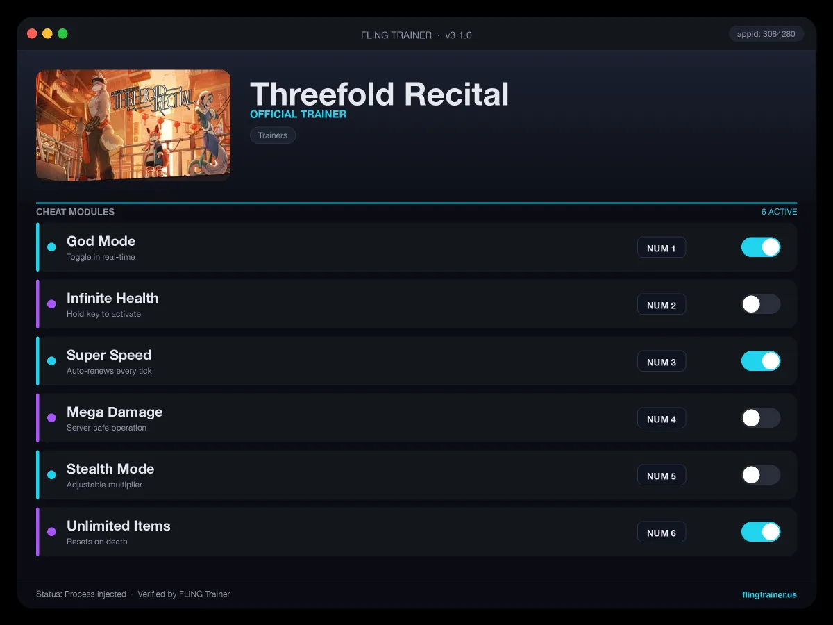 Threefold Recital Trainer interface
