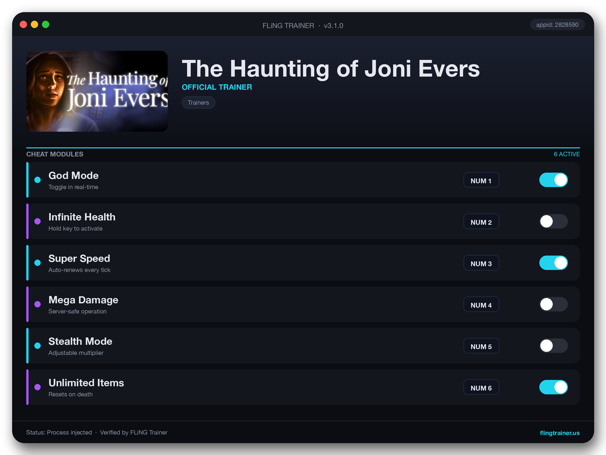 The Haunting of Joni Evers Trainer interface