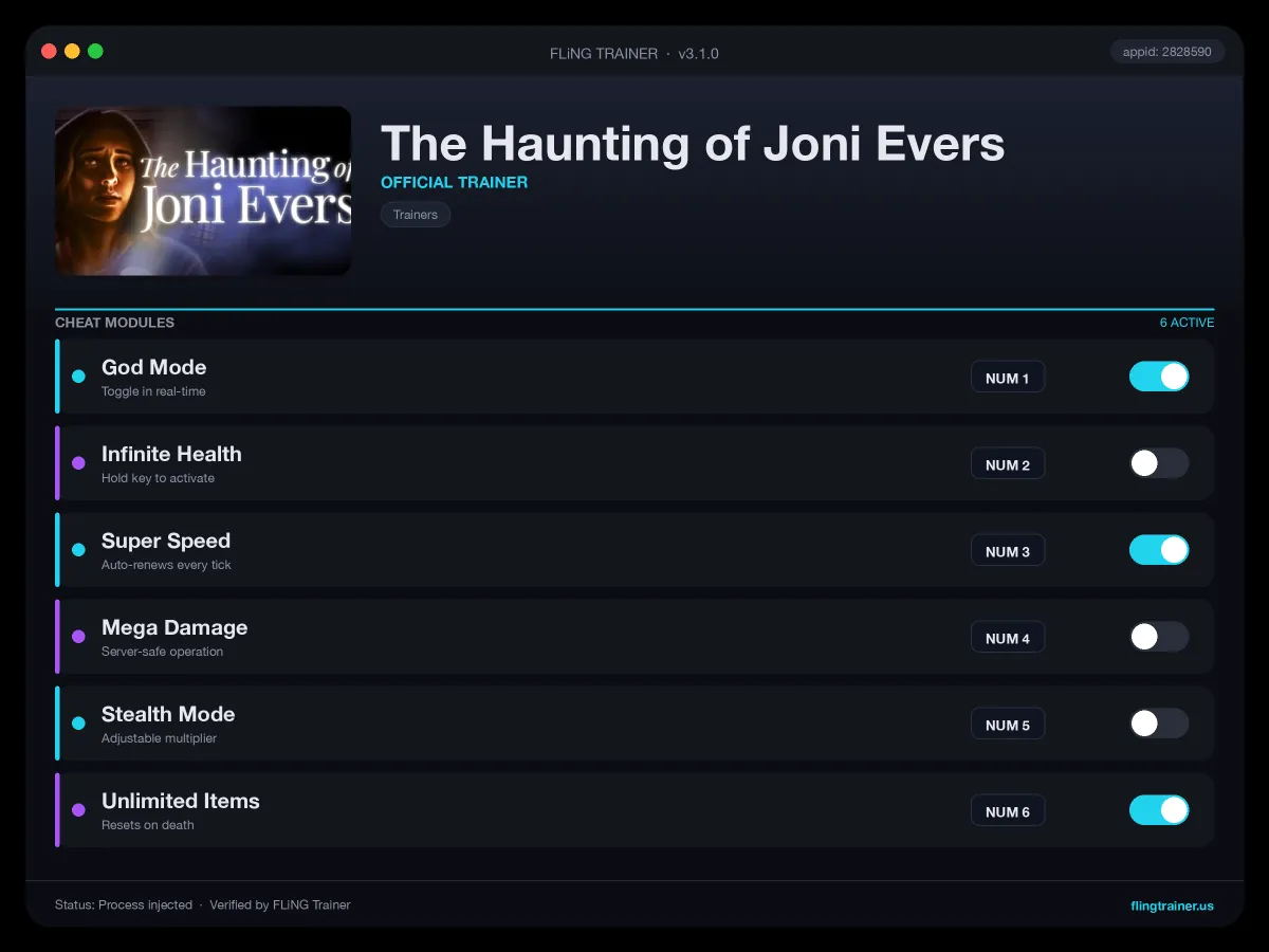 The Haunting of Joni Evers Trainer interface