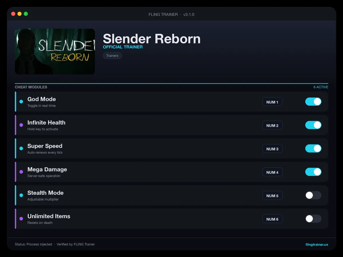 Slender Reborn Trainer interface