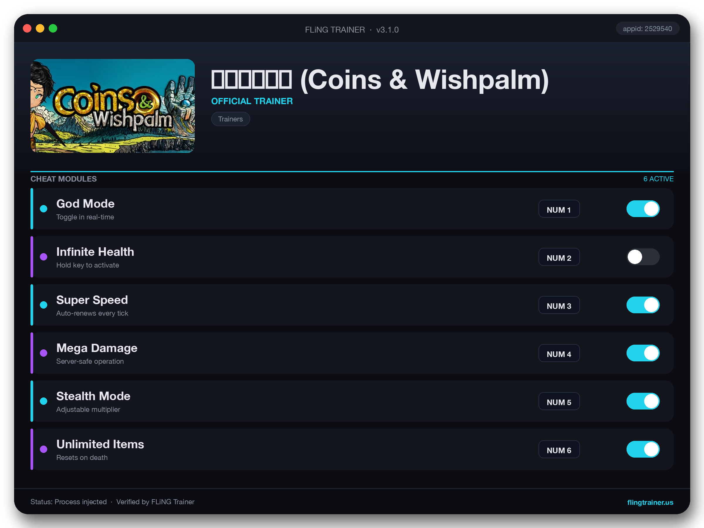 硬币与仙人掌 (Coins & Wishpalm) Trainer interface