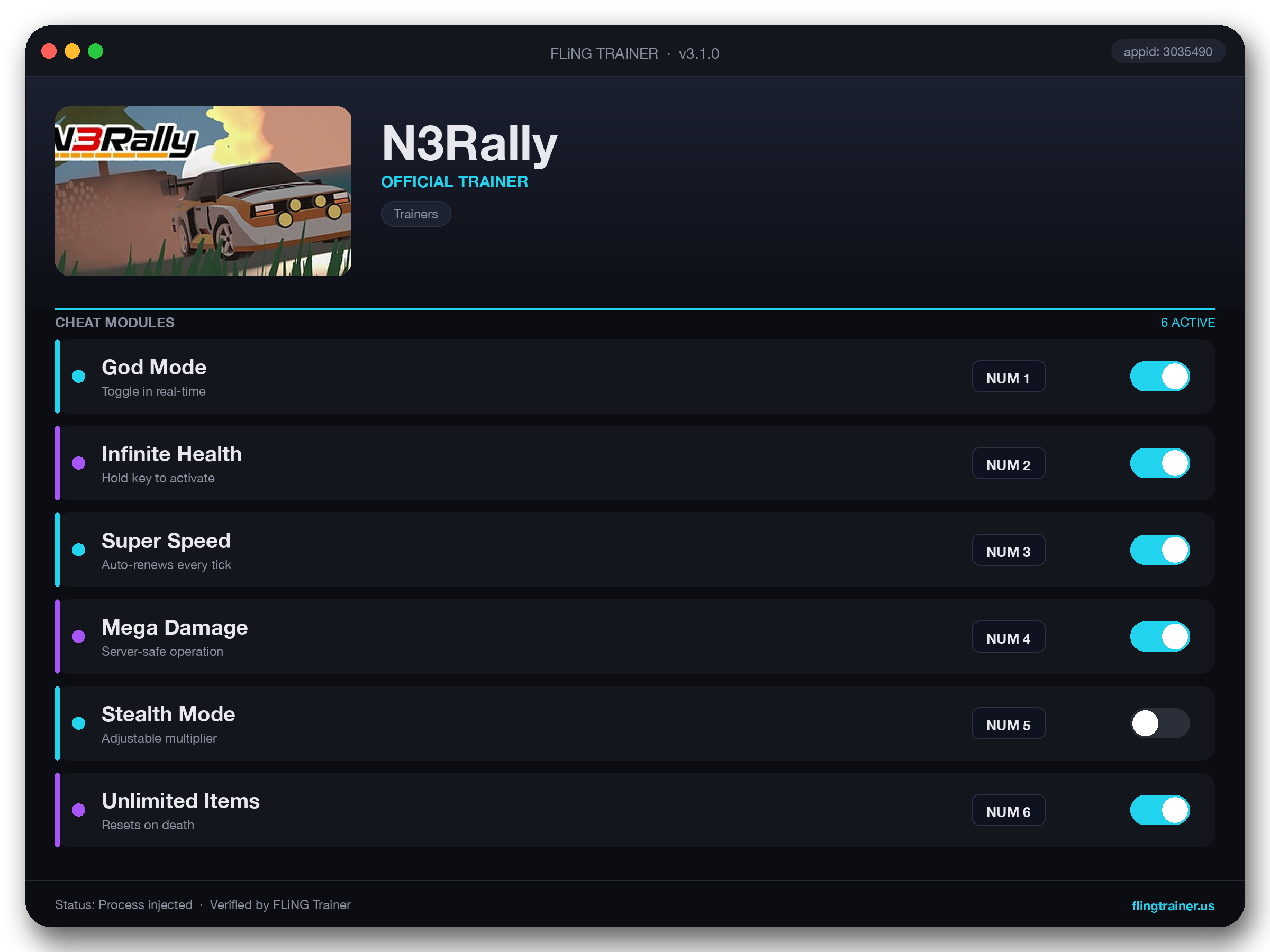 N3Rally Trainer interface
