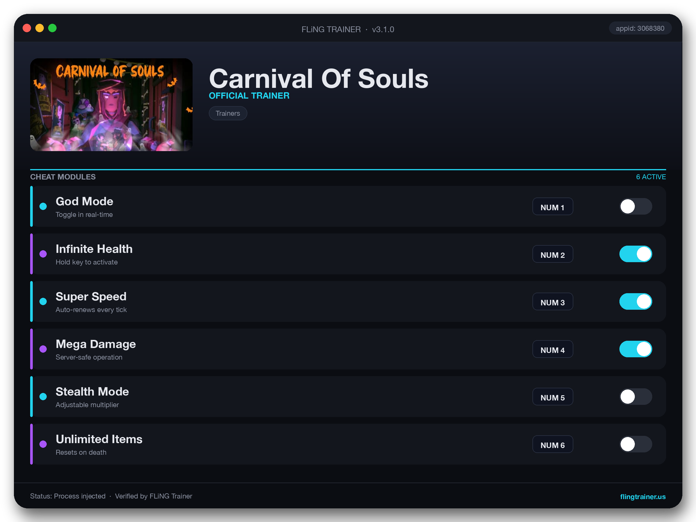 Carnival Of Souls Trainer interface