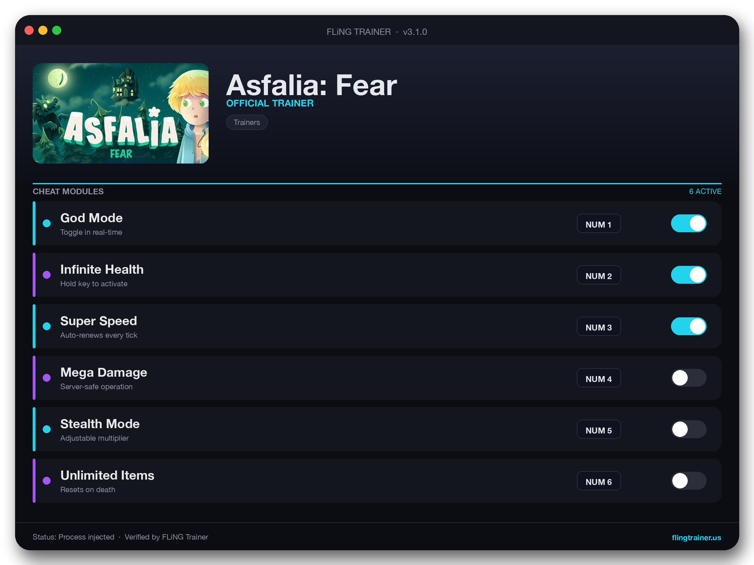 Asfalia: Fear Trainer interface