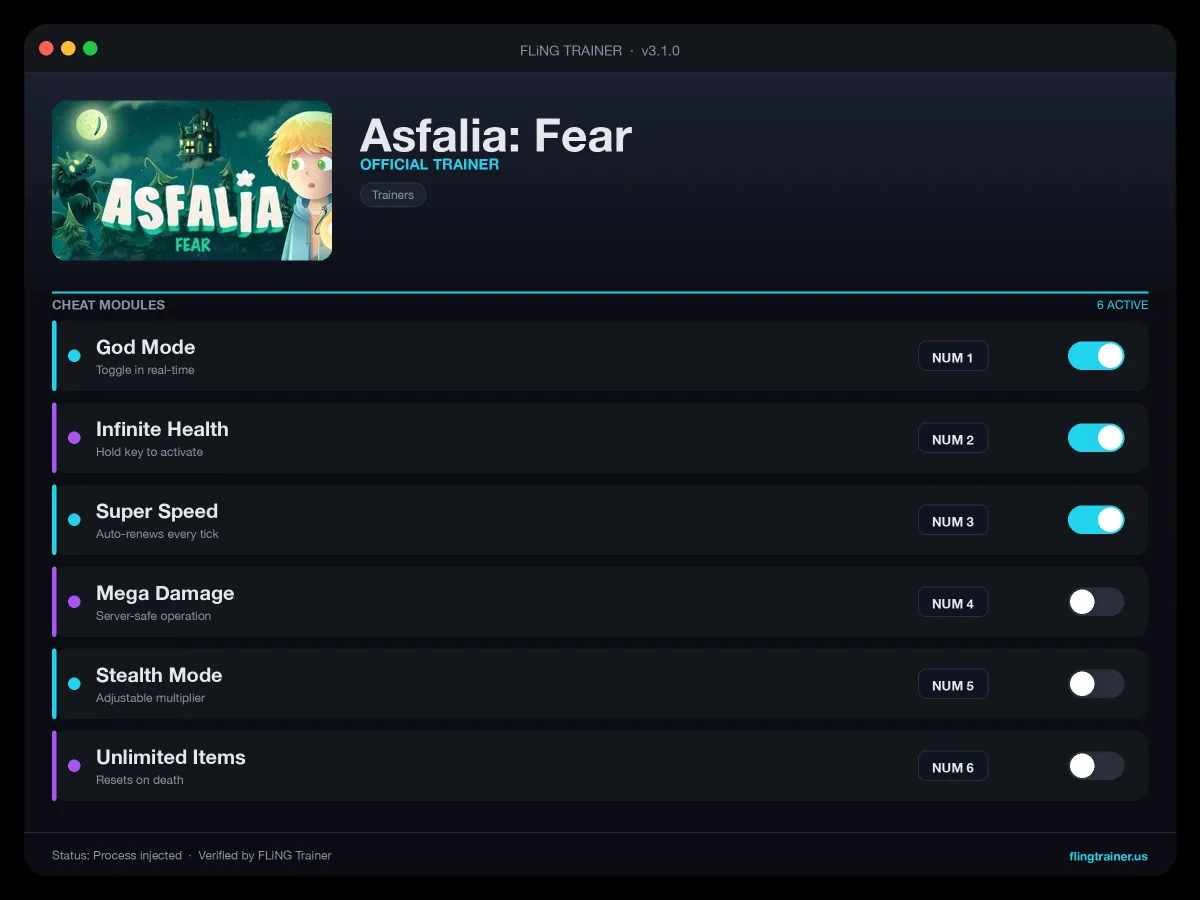 Asfalia: Fear Trainer interface