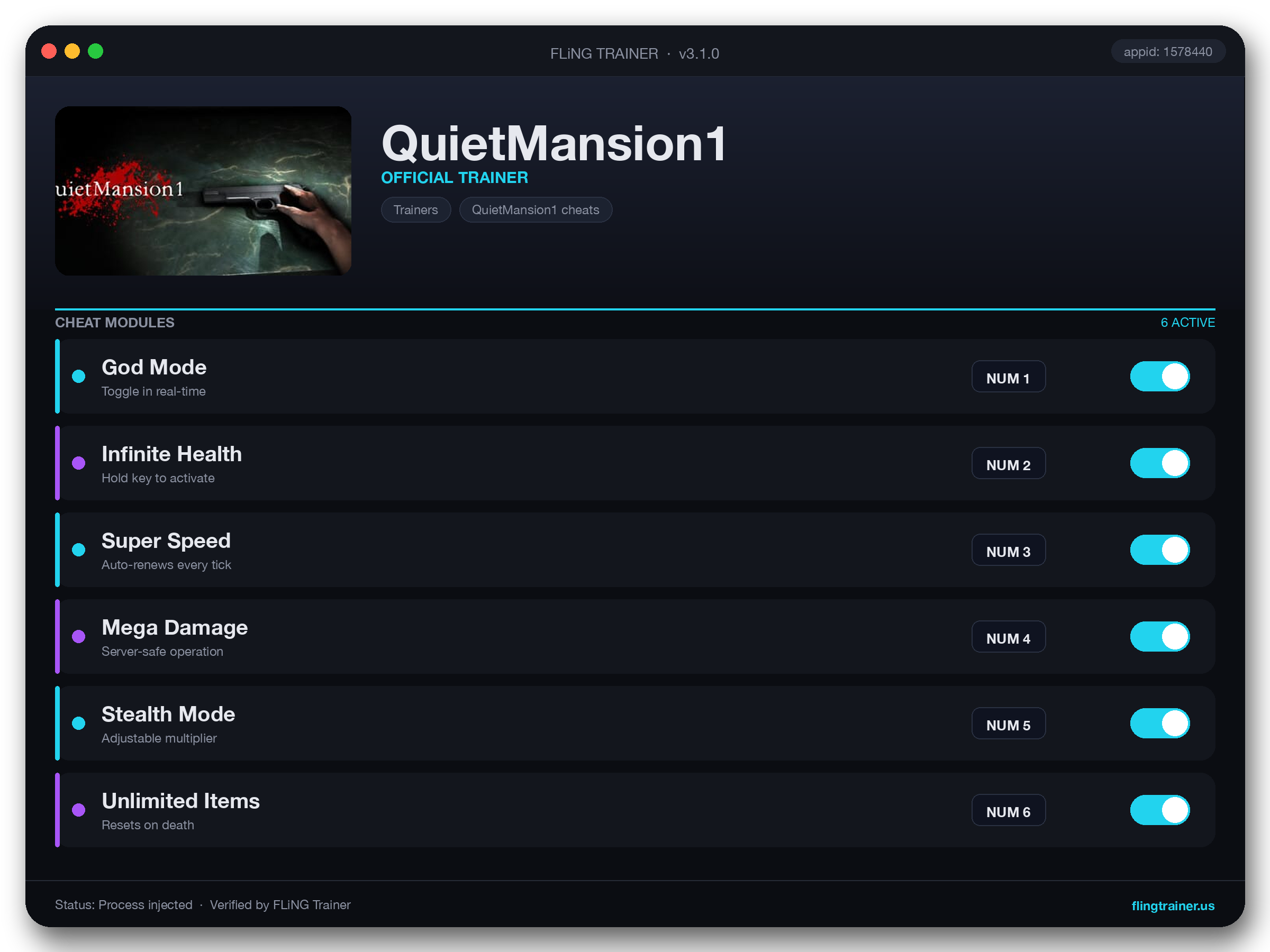 QuietMansion1 Trainer interface