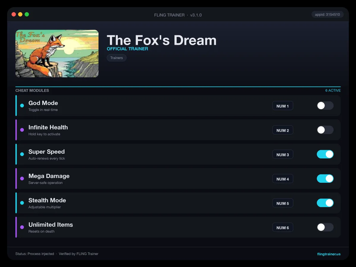 The Fox's Dream Trainer interface