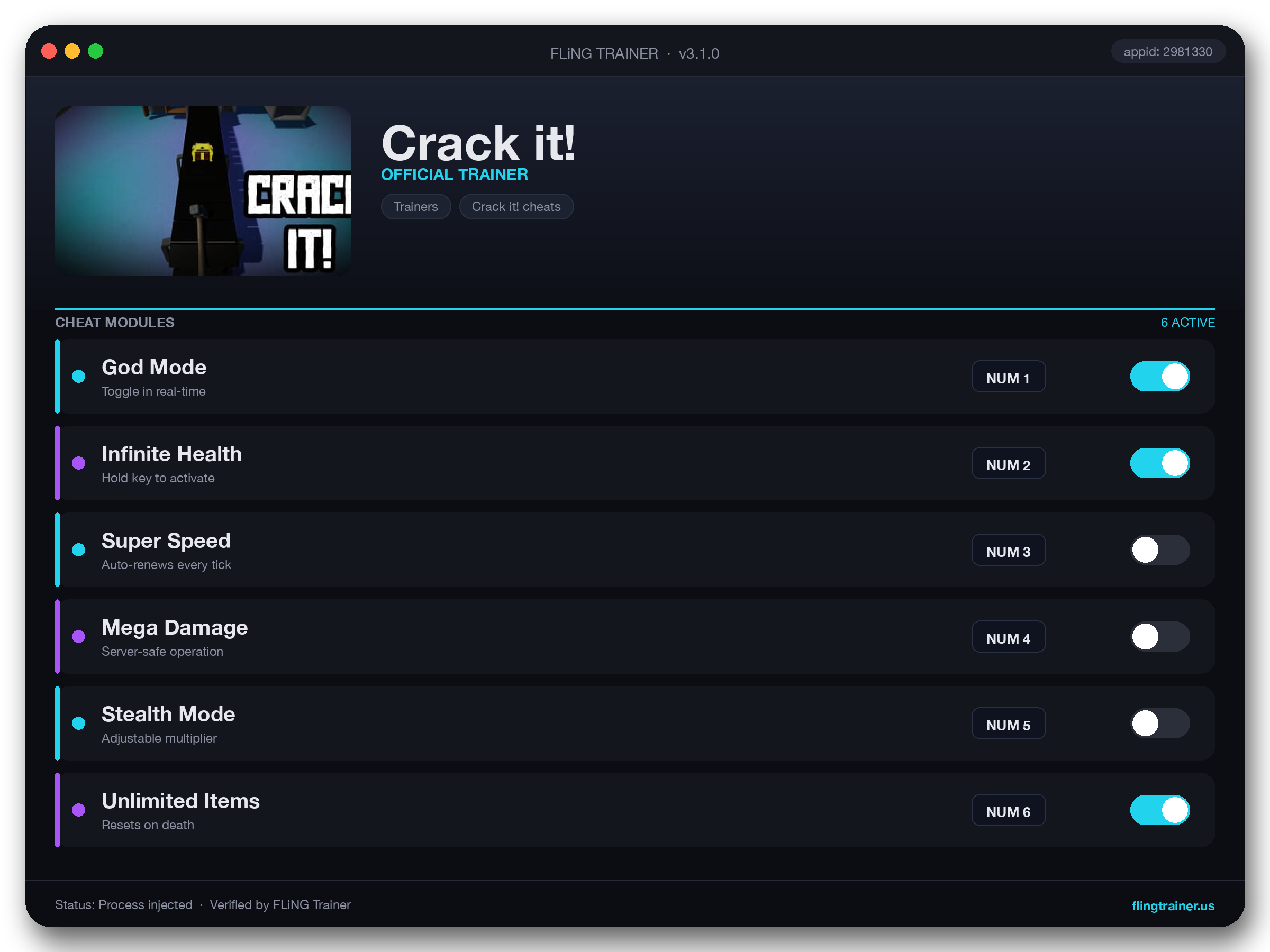 Crack it! Trainer interface
