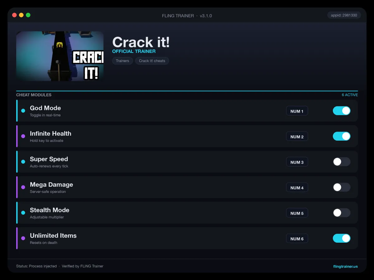 Crack it! Trainer interface